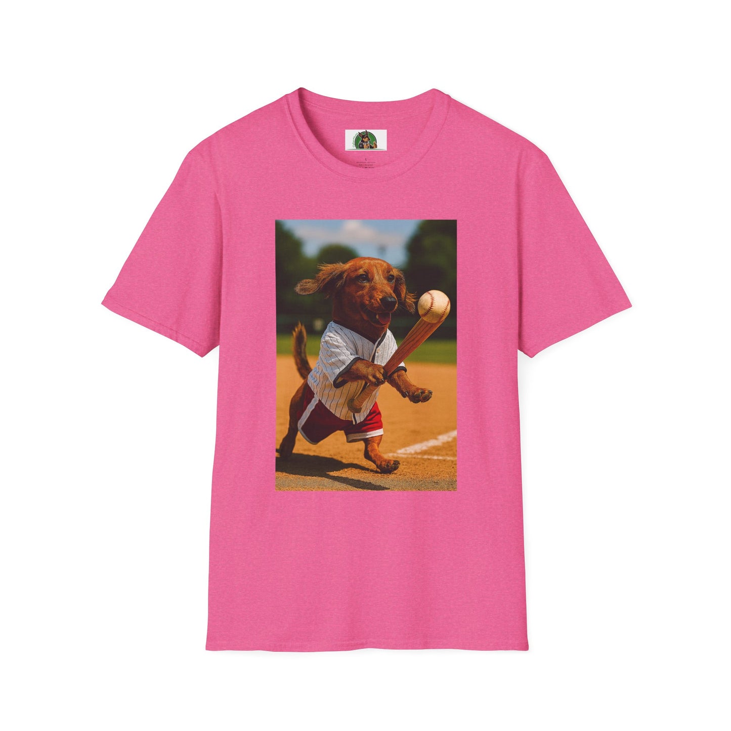 Sports Dachshund Baseball T-Shirt T-Shirt Printify Heather Heliconia S