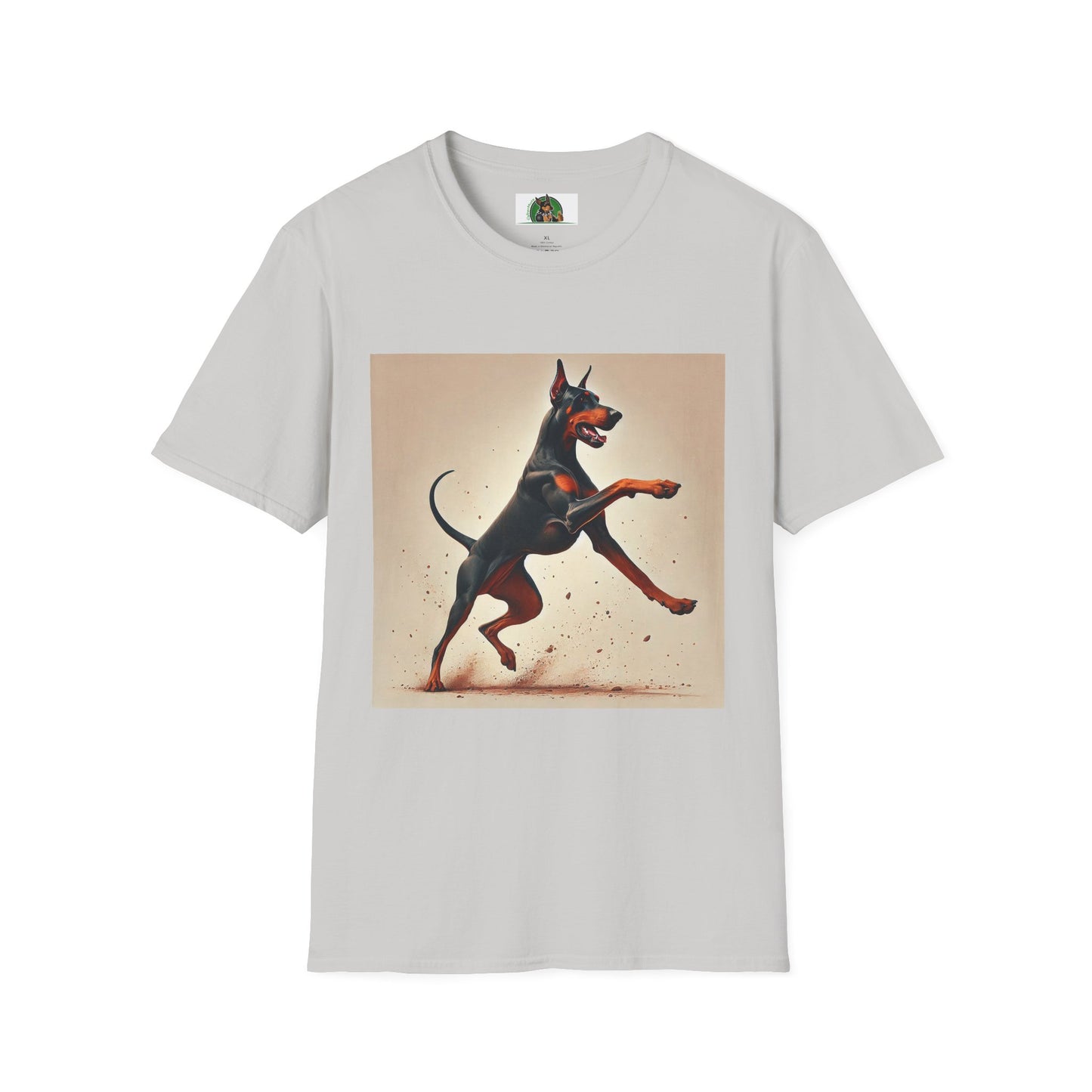 Dancing Doberman Unisex T-Shirt T-Shirt Printify S Ice Grey