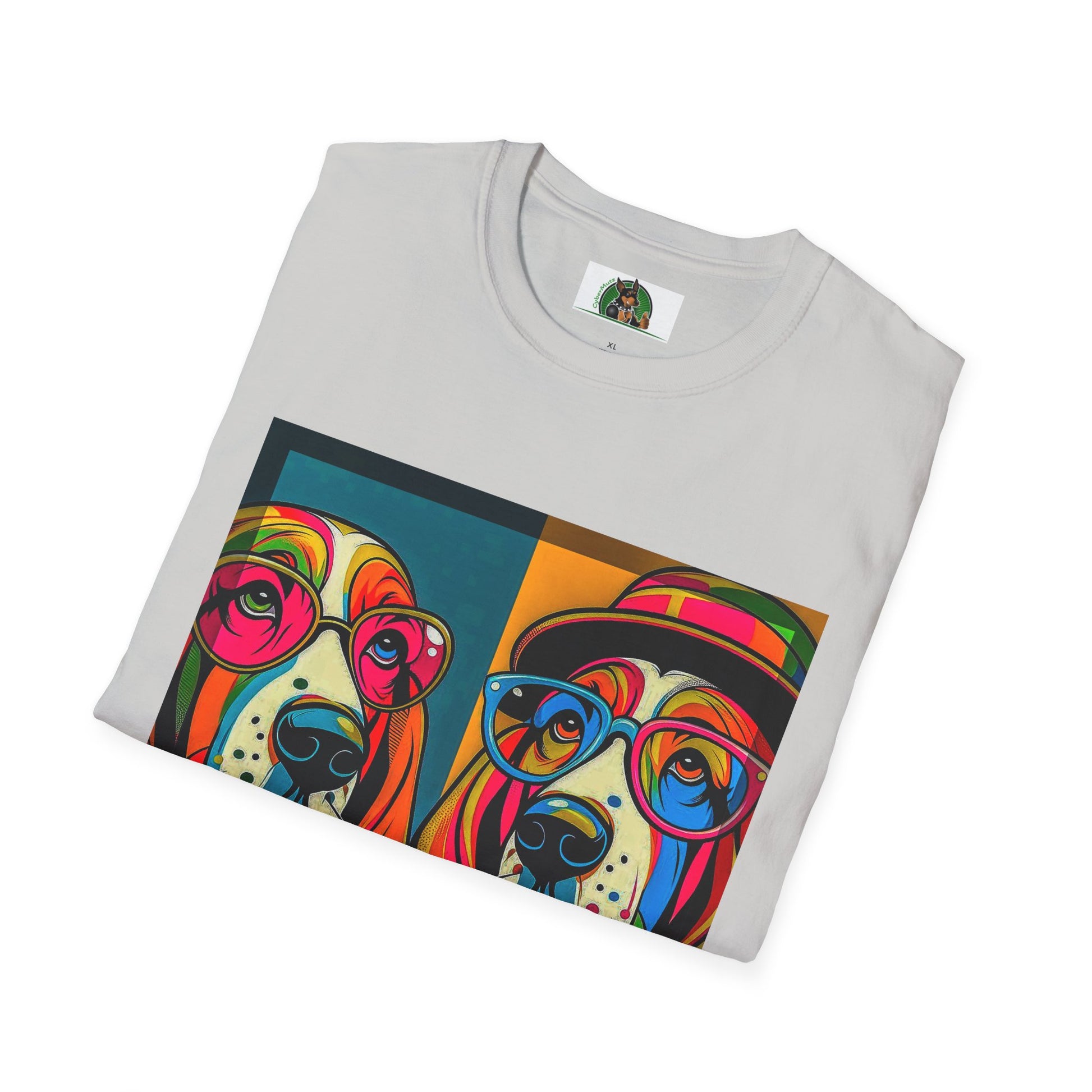 Basset Hound Couple Pop Art Pic T-Shirt Printify   