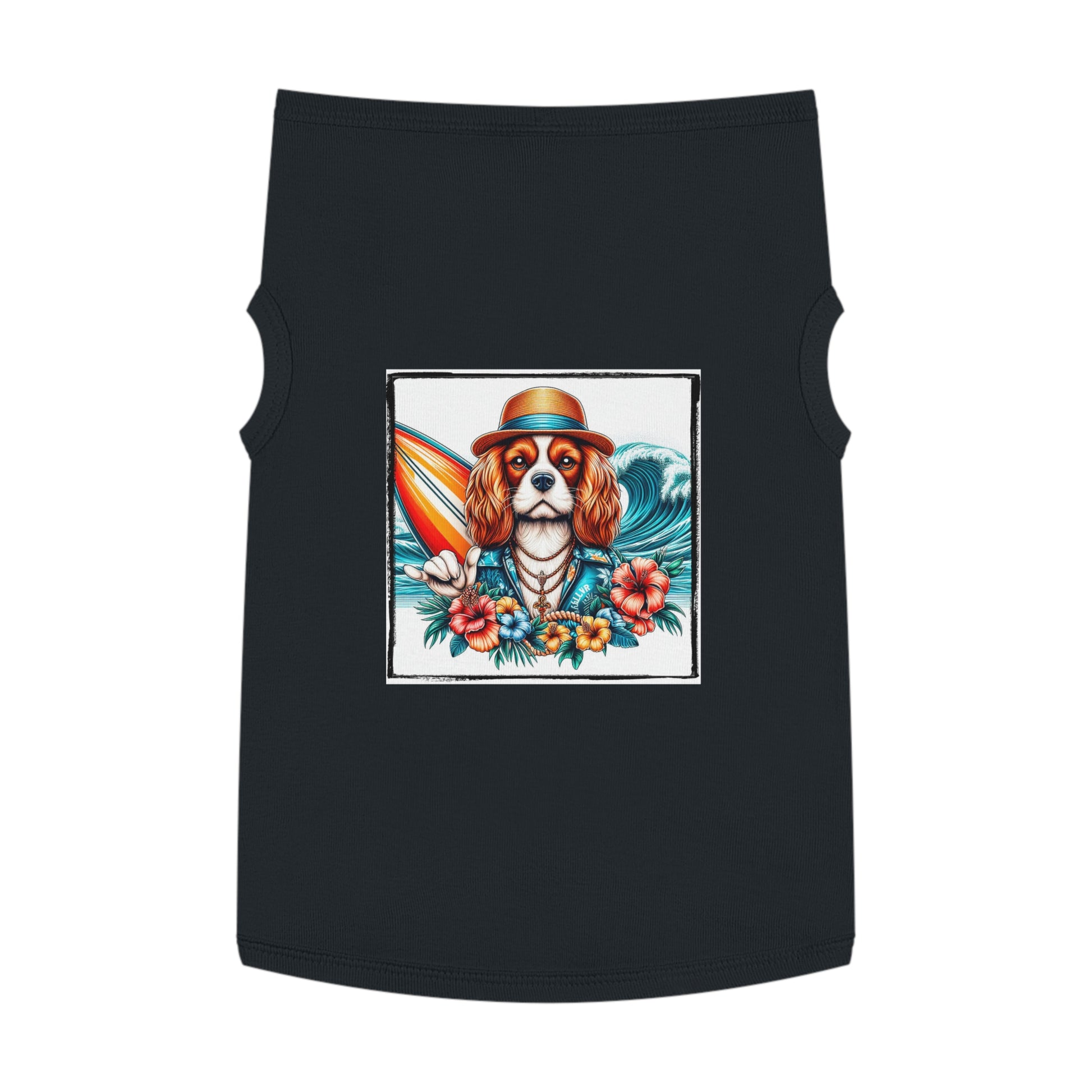 Pet Tank Top Cavalier King Charles Spaniel Hawaiian Surfer T Shirt Pets Printify