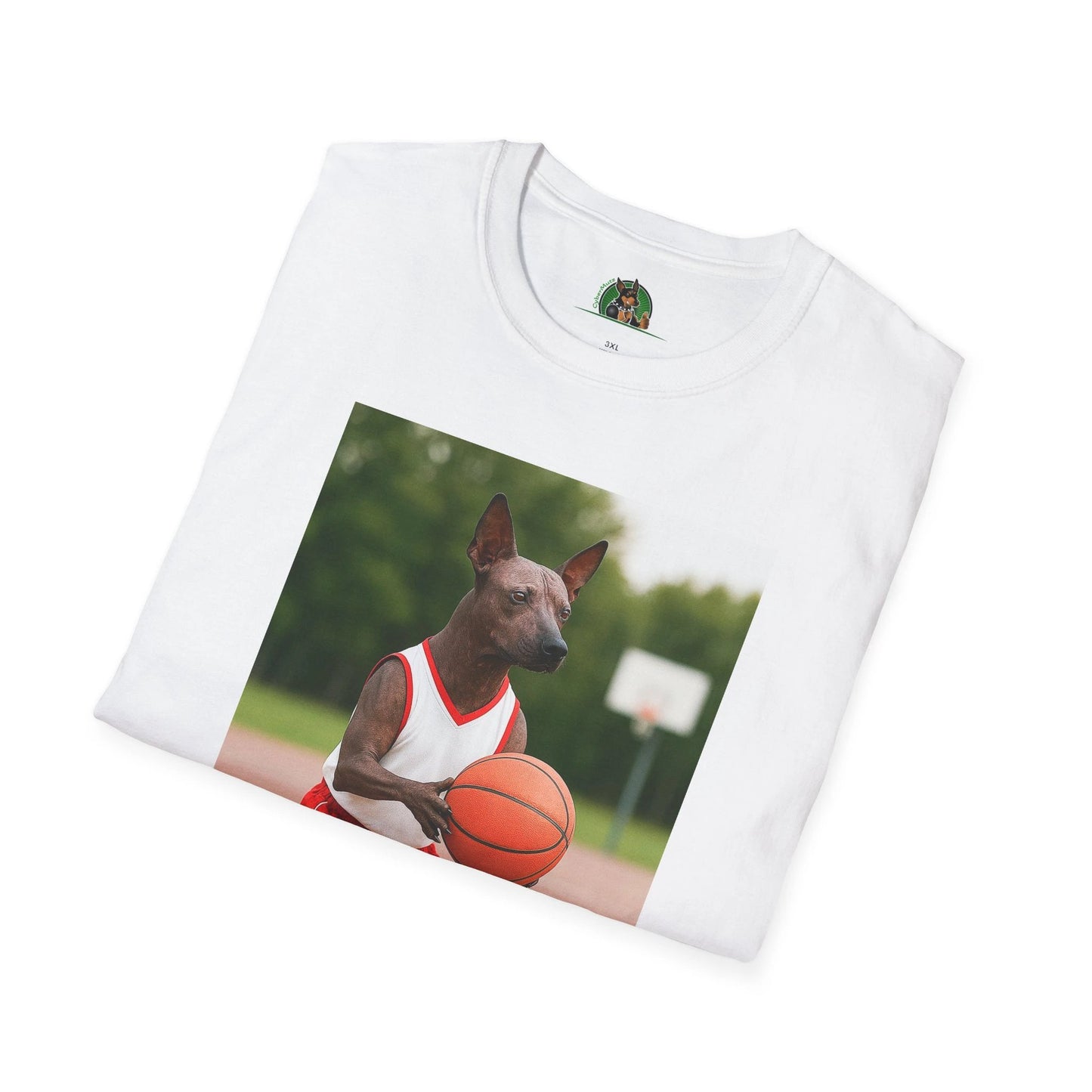 Mexican Hairless Dog Basketball T-Shirt — Dog Lover Sports Tee T-Shirt Printify