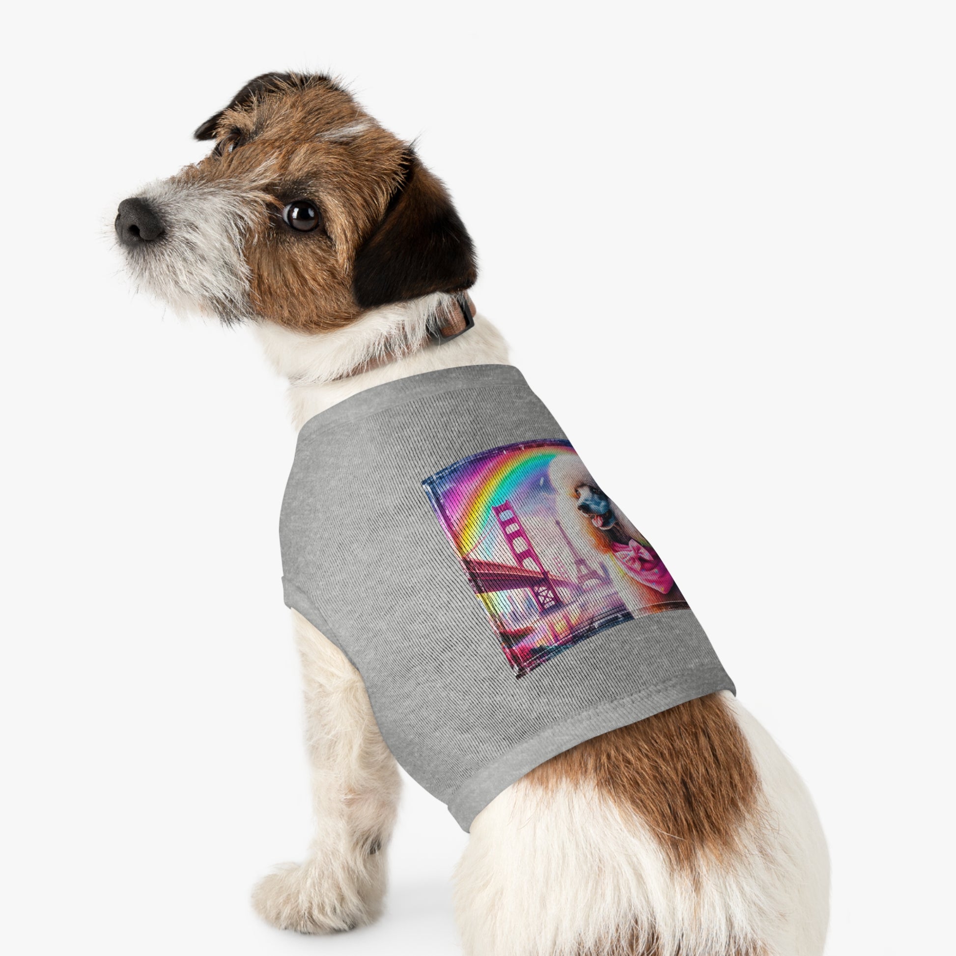 Pet Tank Top Poodle pink bridge shirt Pets Printify