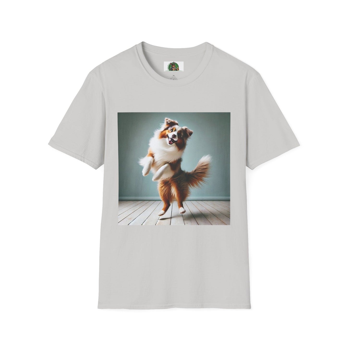 Dog Lover T-Shirt - Dancing Dog Australian Shepherd T-Shirt Printify S Ice Grey