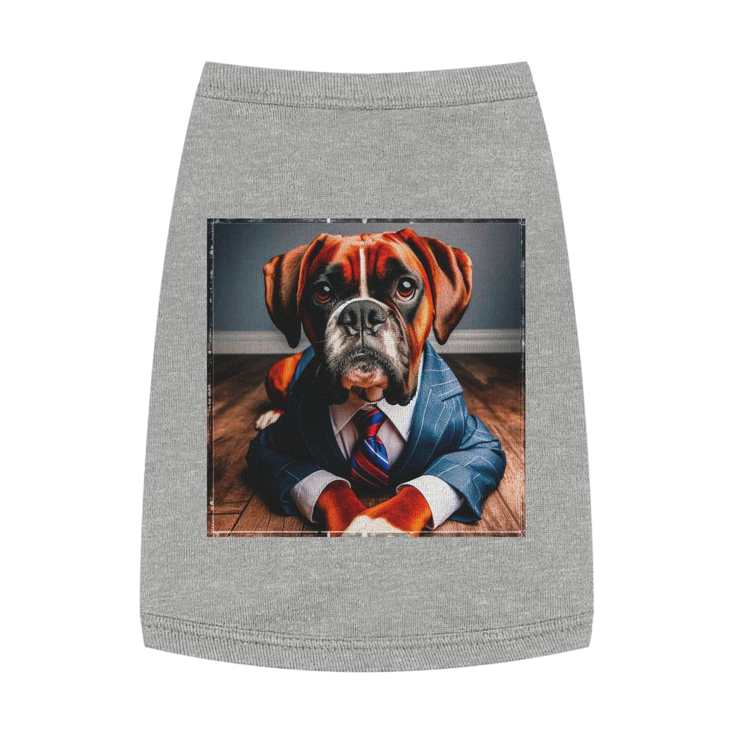 Pet Tank Top Boxer Dog Wearing Suit Pets Printify M Heather 