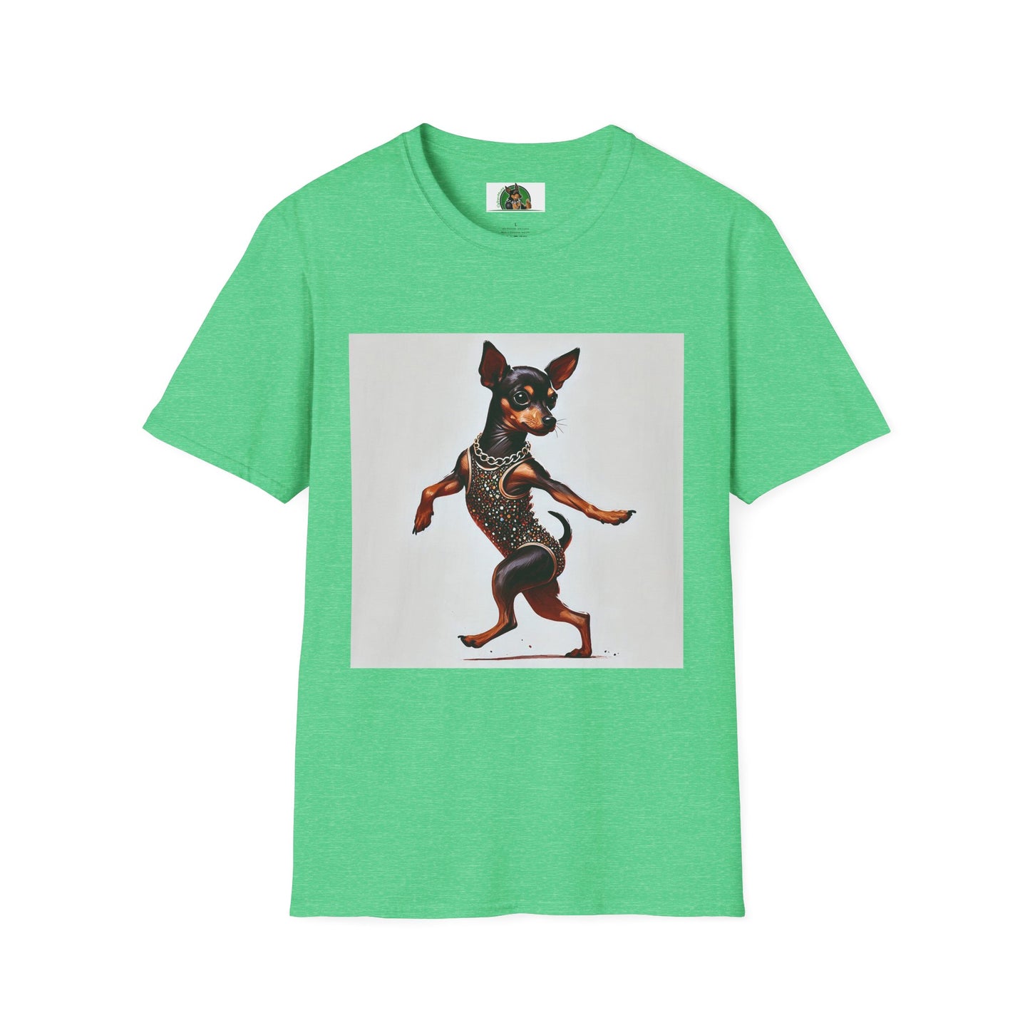 Dancing Min Pin T-Shirt T-Shirt Printify S Heather Irish Green