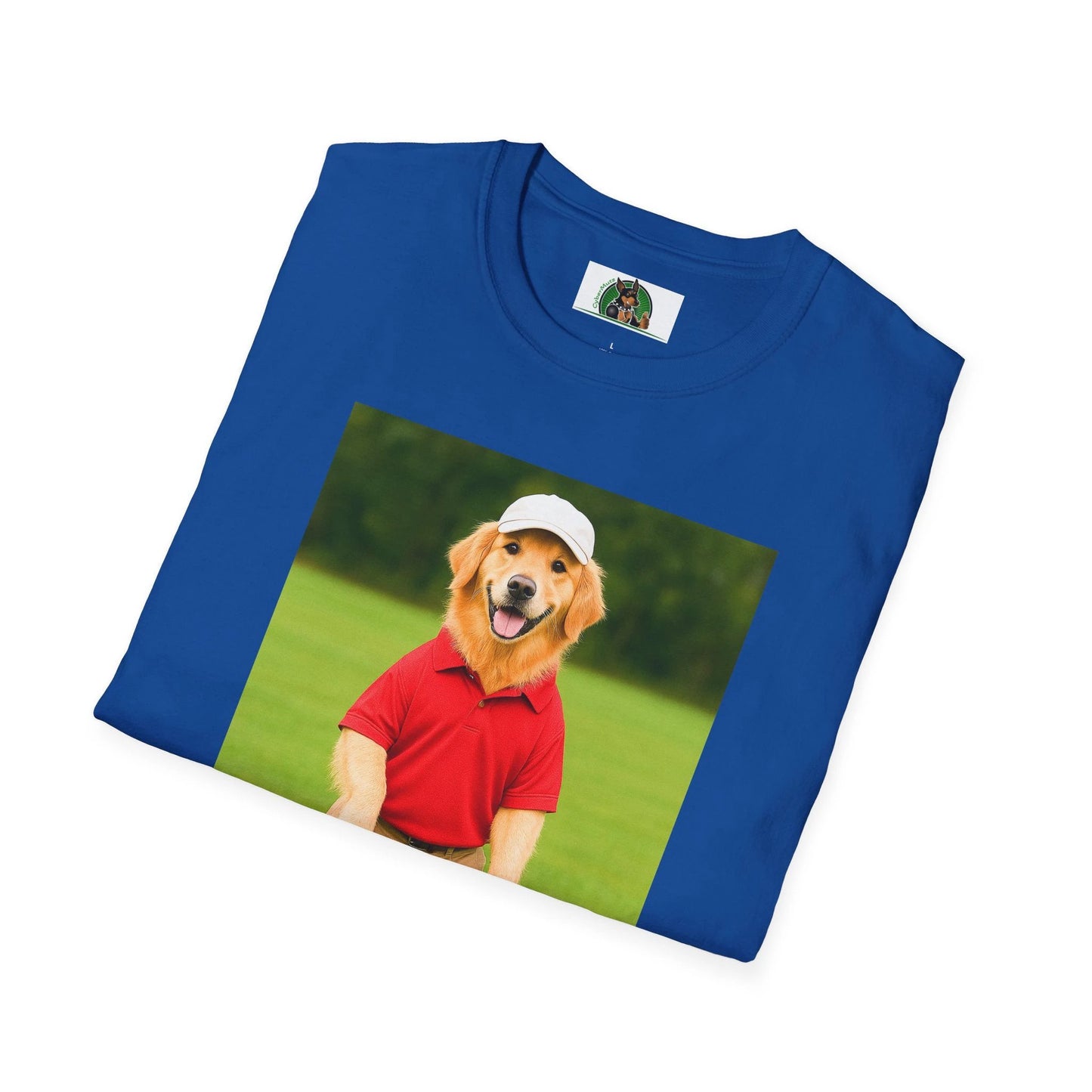 Golden Retriever Playing Golf T-Shirt — Funny Dog Golfing Sports Tee T-Shirt Printify