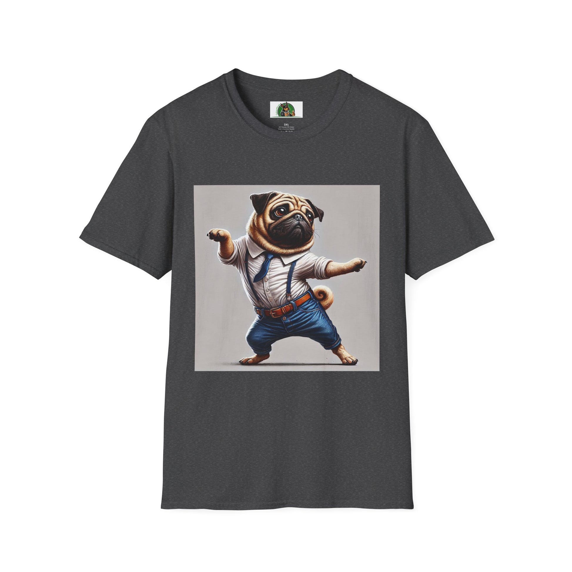 Dancing Pug T-Shirt T-Shirt Printify XS Dark Heather