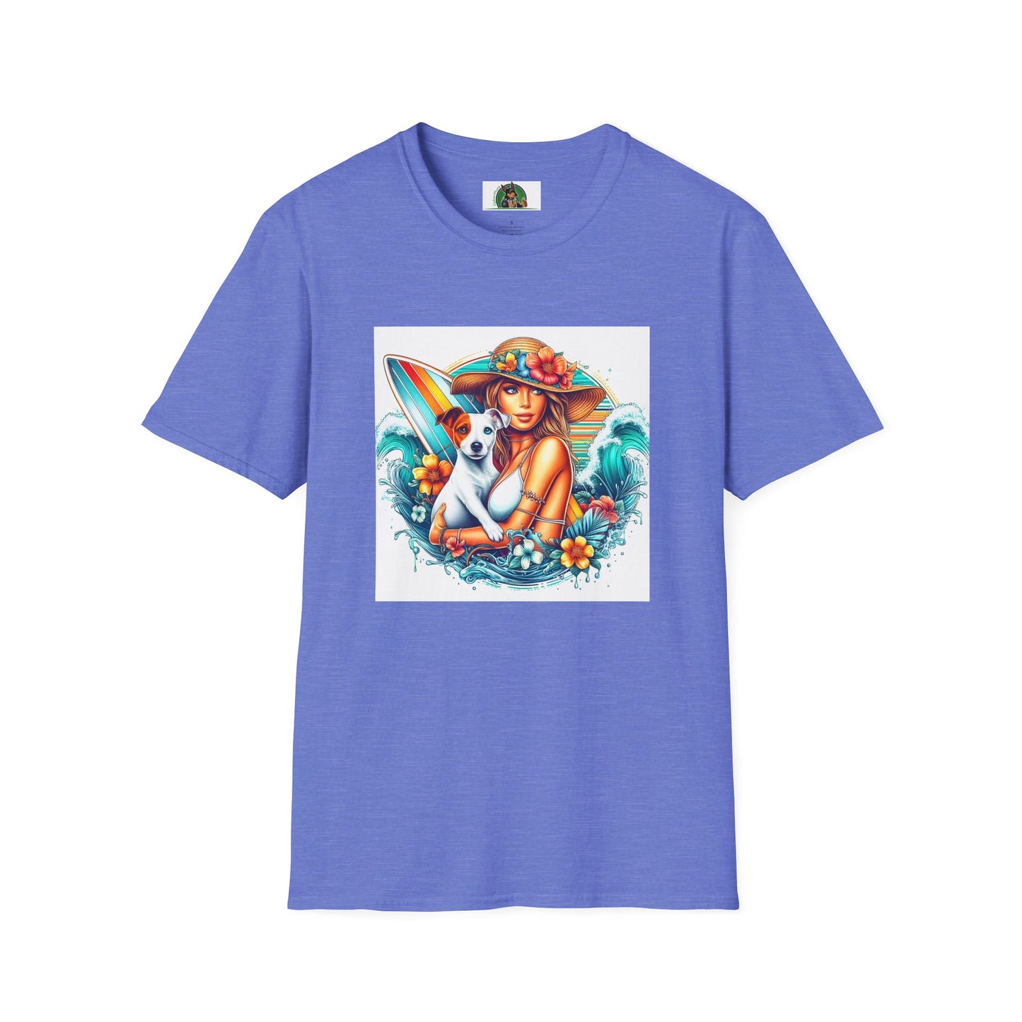 Jack Russell W/Beach Girl T-Shirt Printify S Heather Royal
