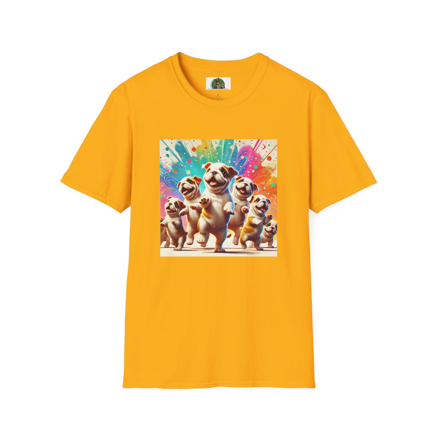 Bulldog Dancing T-Shirt T-Shirt Printify S Gold