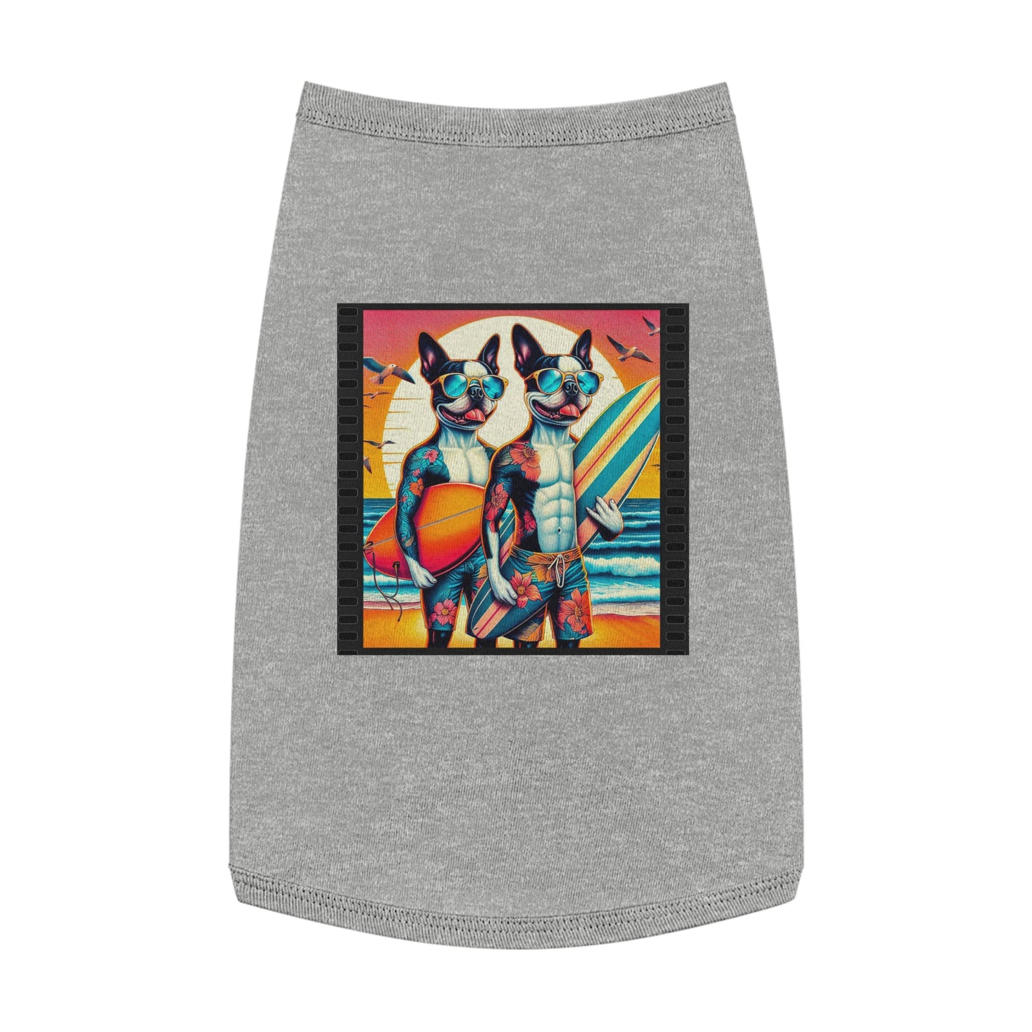 Pet Tank Top Boston Terrier Tattooed Dos Pets Printify L Heather 