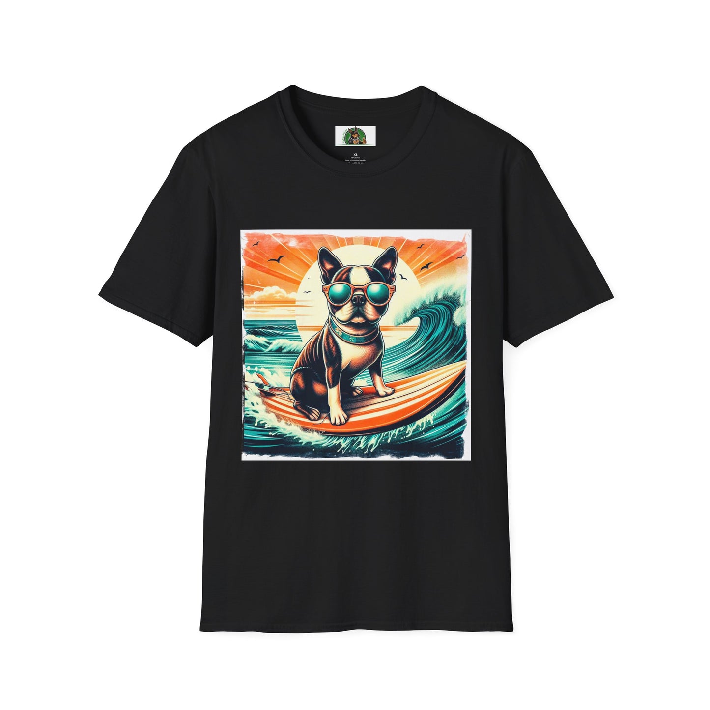 Boston Terrier Sunset Surfer Dog Shirt