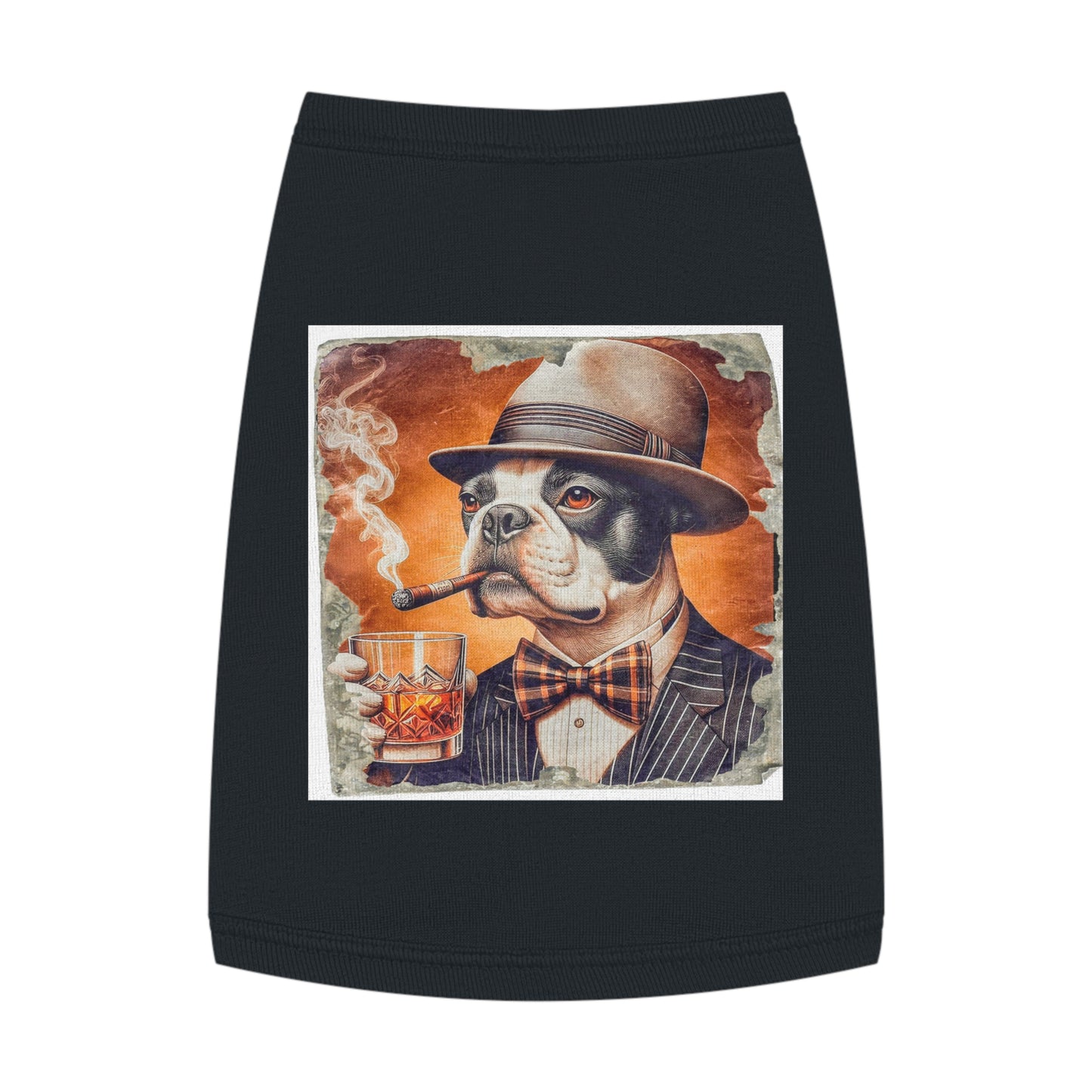 Pet Tank Top Boston Terrier Smoking Cigar Pets Printify M Black 