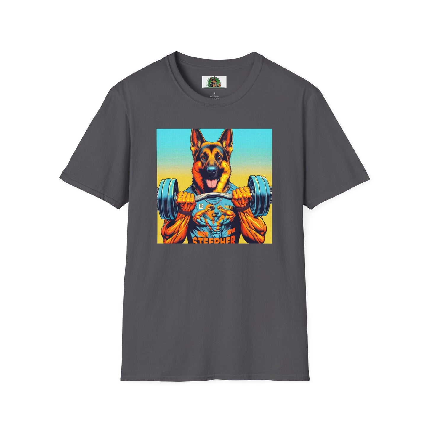 German Shepherd working out T-Shirt Printify Charcoal S