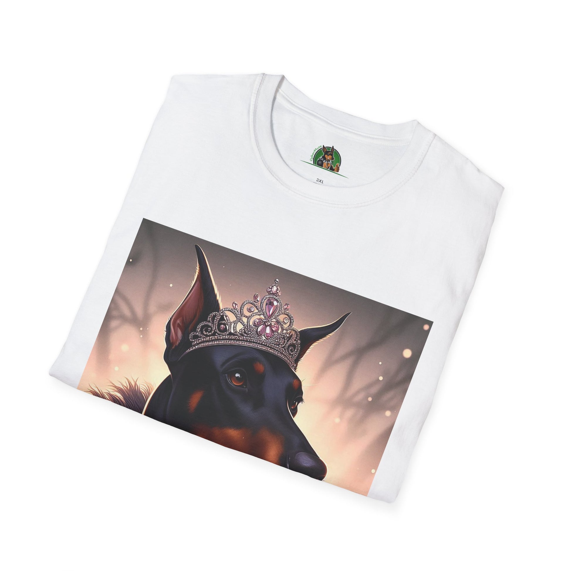 Dog Lover T-shirt - Girl Doberman with Tiara T-Shirt Printify