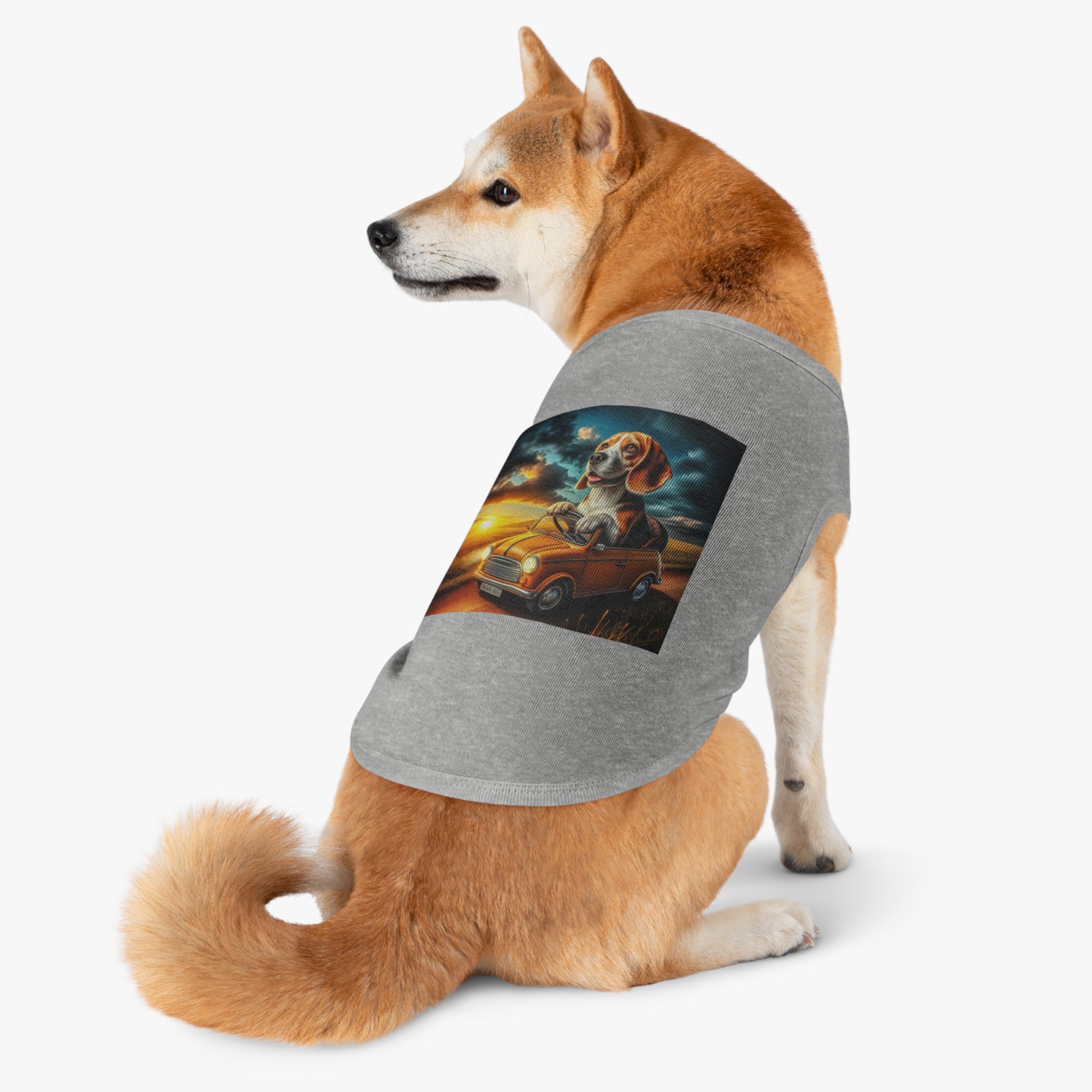 Pet Tank Top Wacky Beagle In Tiny Car Pets Printify   