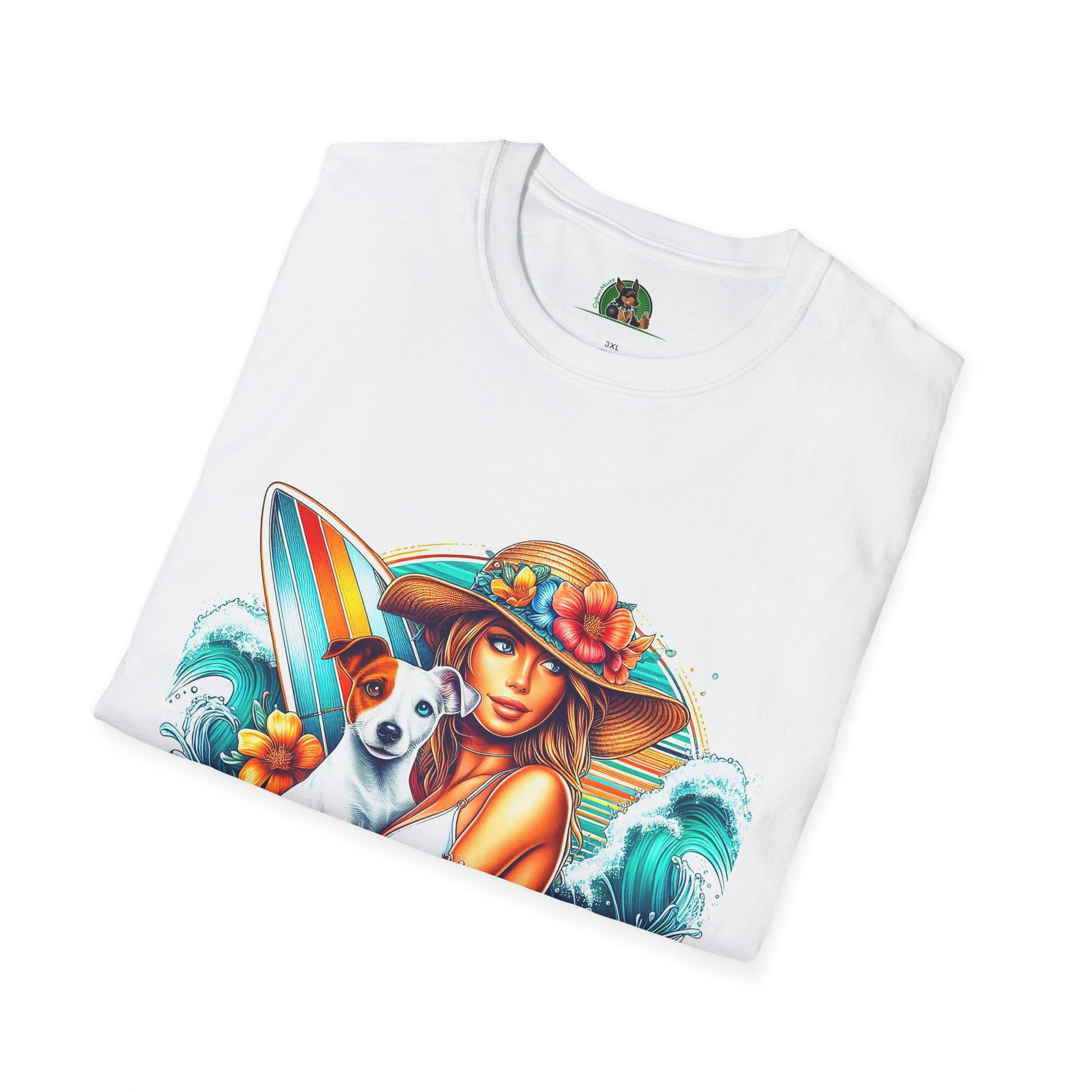 Jack Russell W/Beach Girl T-Shirt Printify