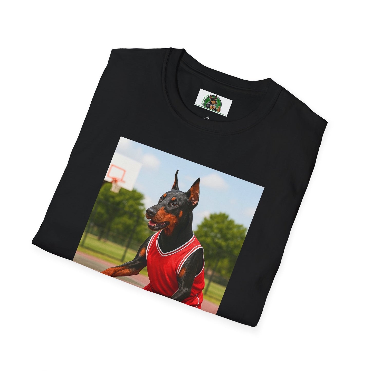 Basketball Doberman Sports T-Shirt T-Shirt Printify