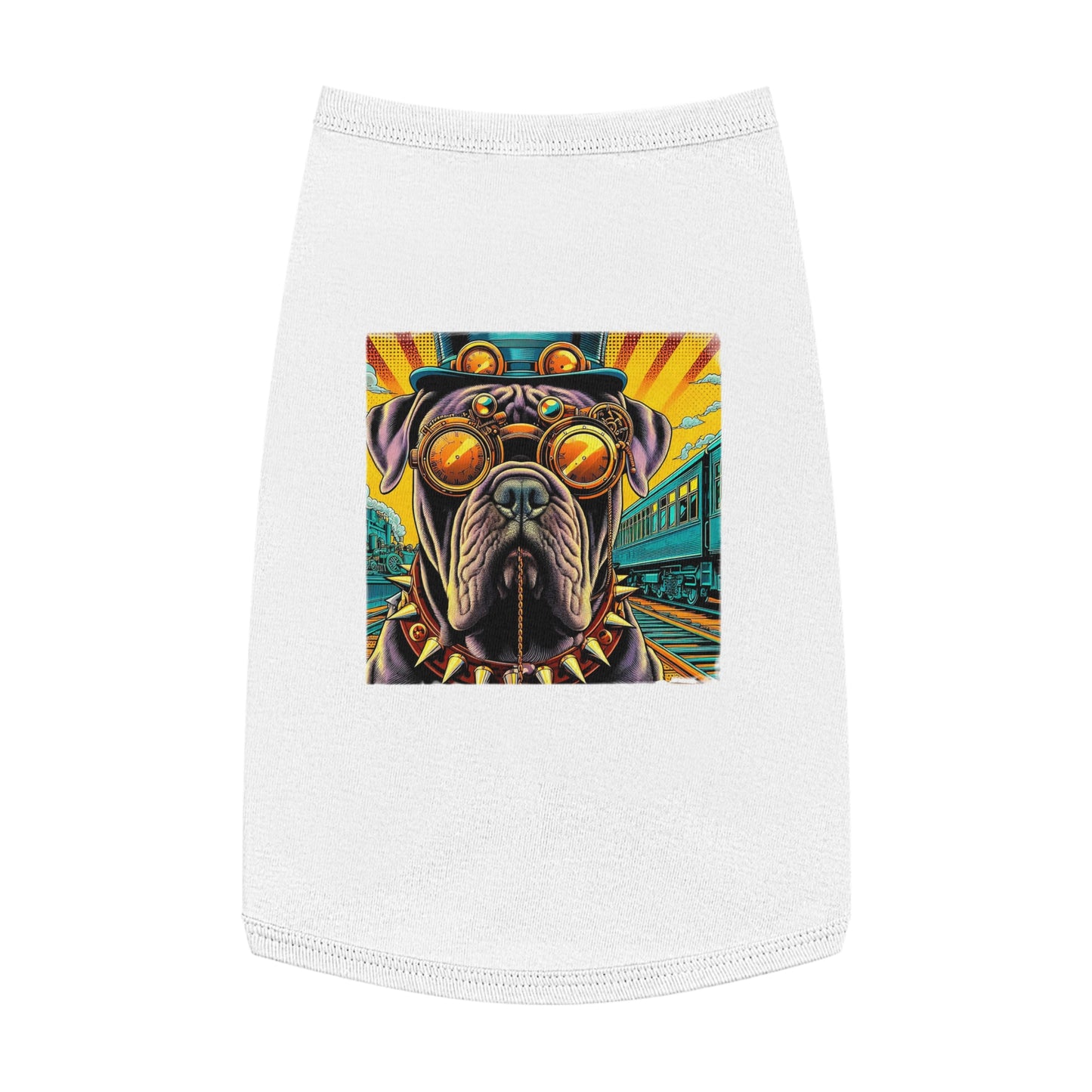 Pet Tank Top Cane Corso Spiked Collar Steampunk Dog Pets Printify L White 