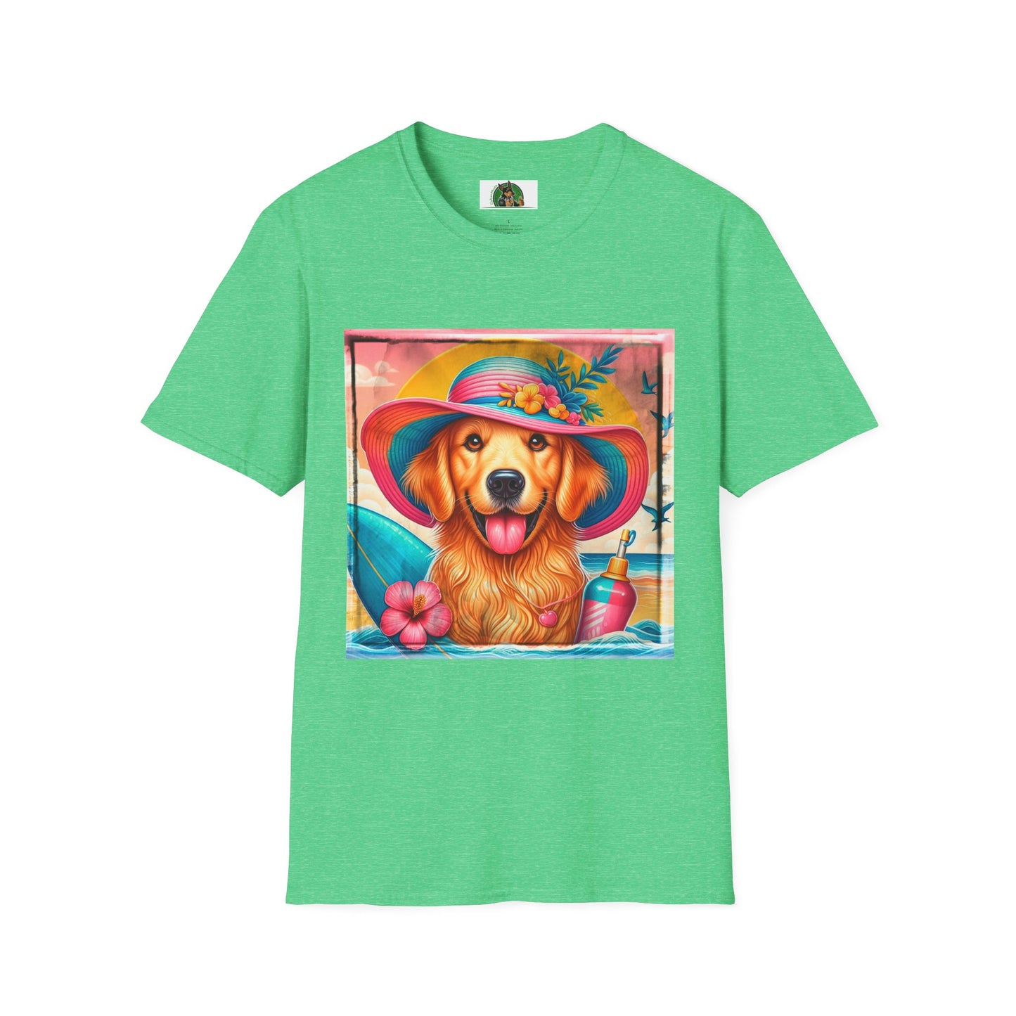 Golden Retriever T-Shirt Printify S Heather Irish Green 