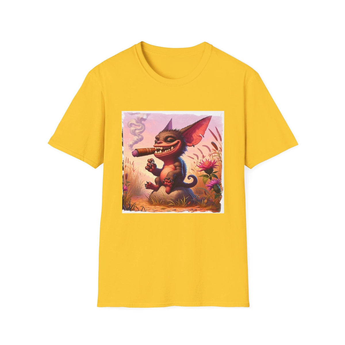Chupacabra Happily Smoking T Shirt Funny Latin American Folklore Creature Tee Apparel T-Shirt Printify S Daisy