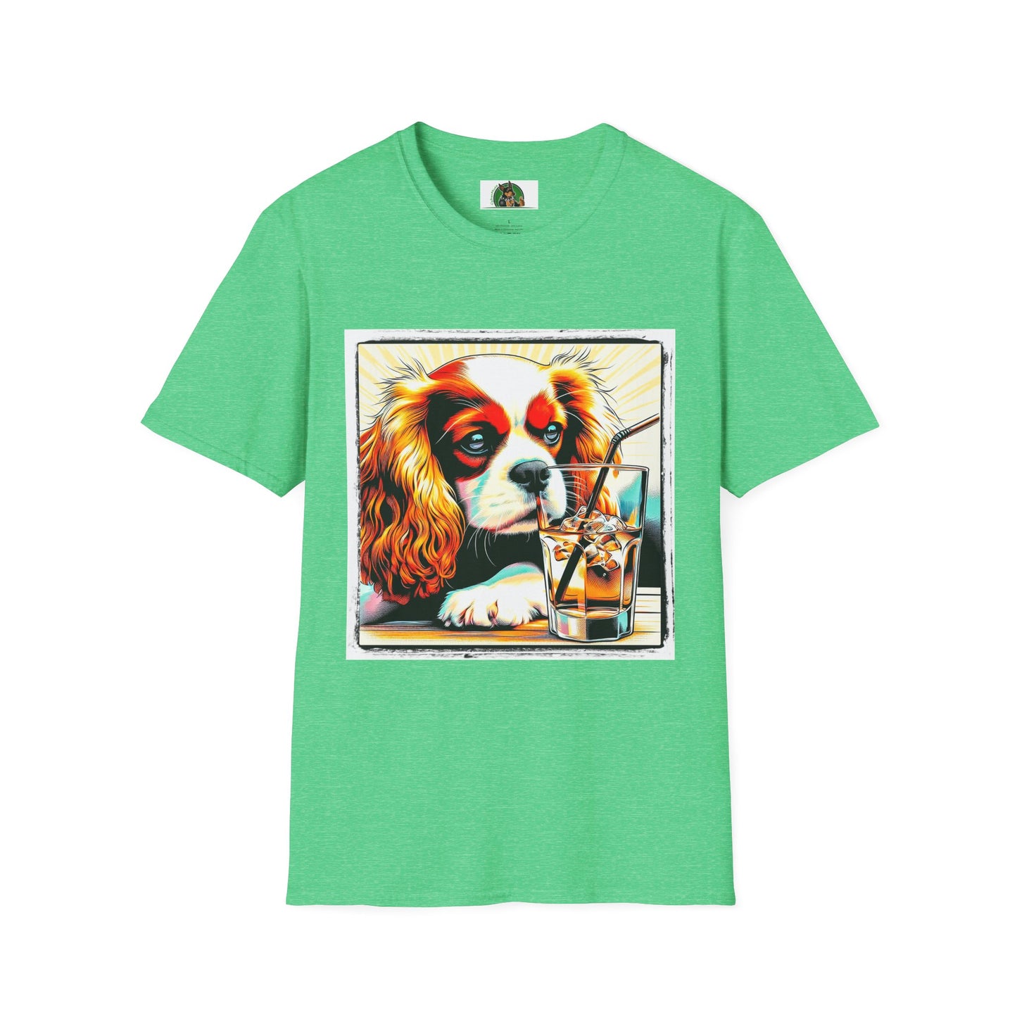 Cavalier King Charles Spaniel Sipping Tea TShirt T-Shirt Printify S Heather Irish Green