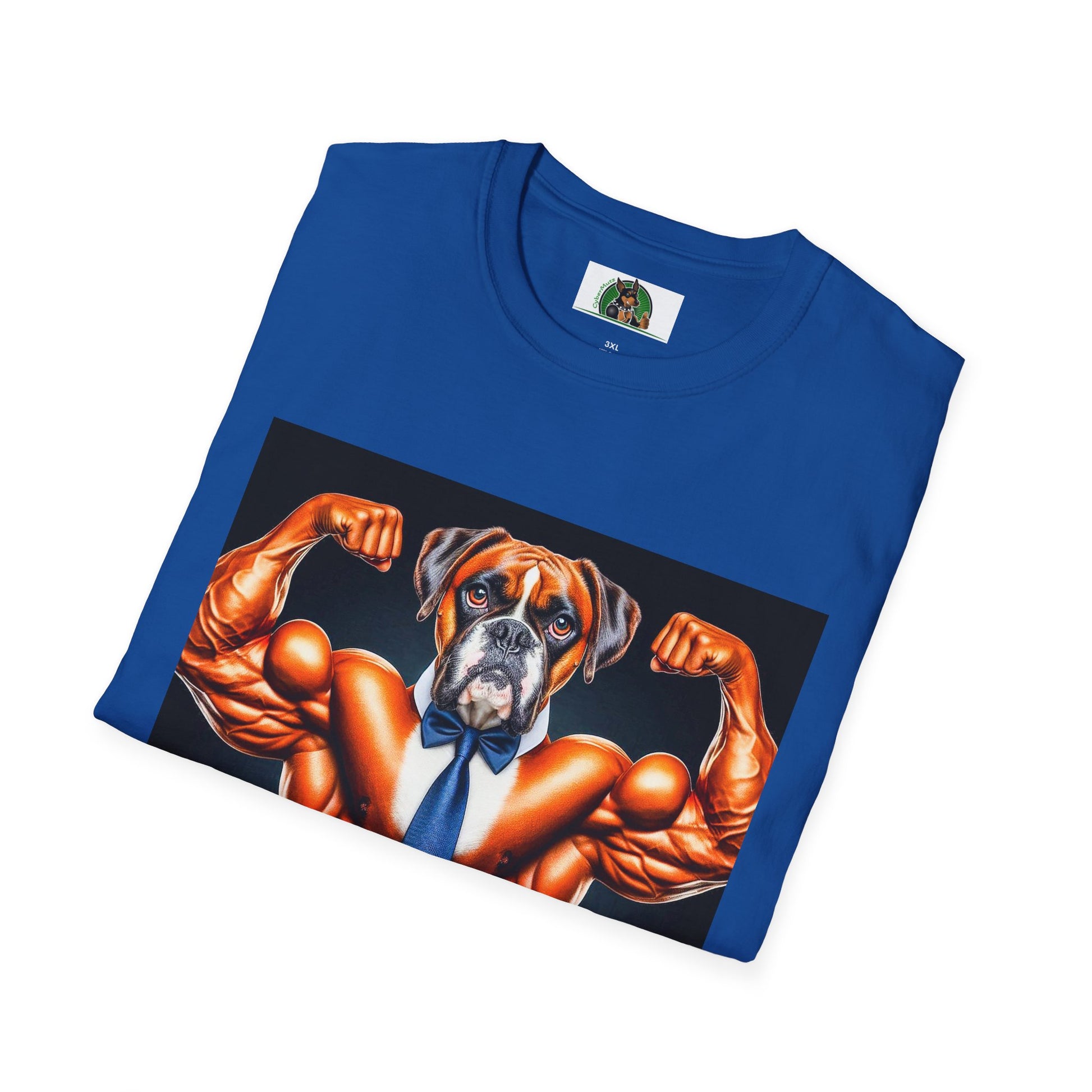 Boxer Muscle Dog Wearing Tie TShirt T-Shirt Printify   