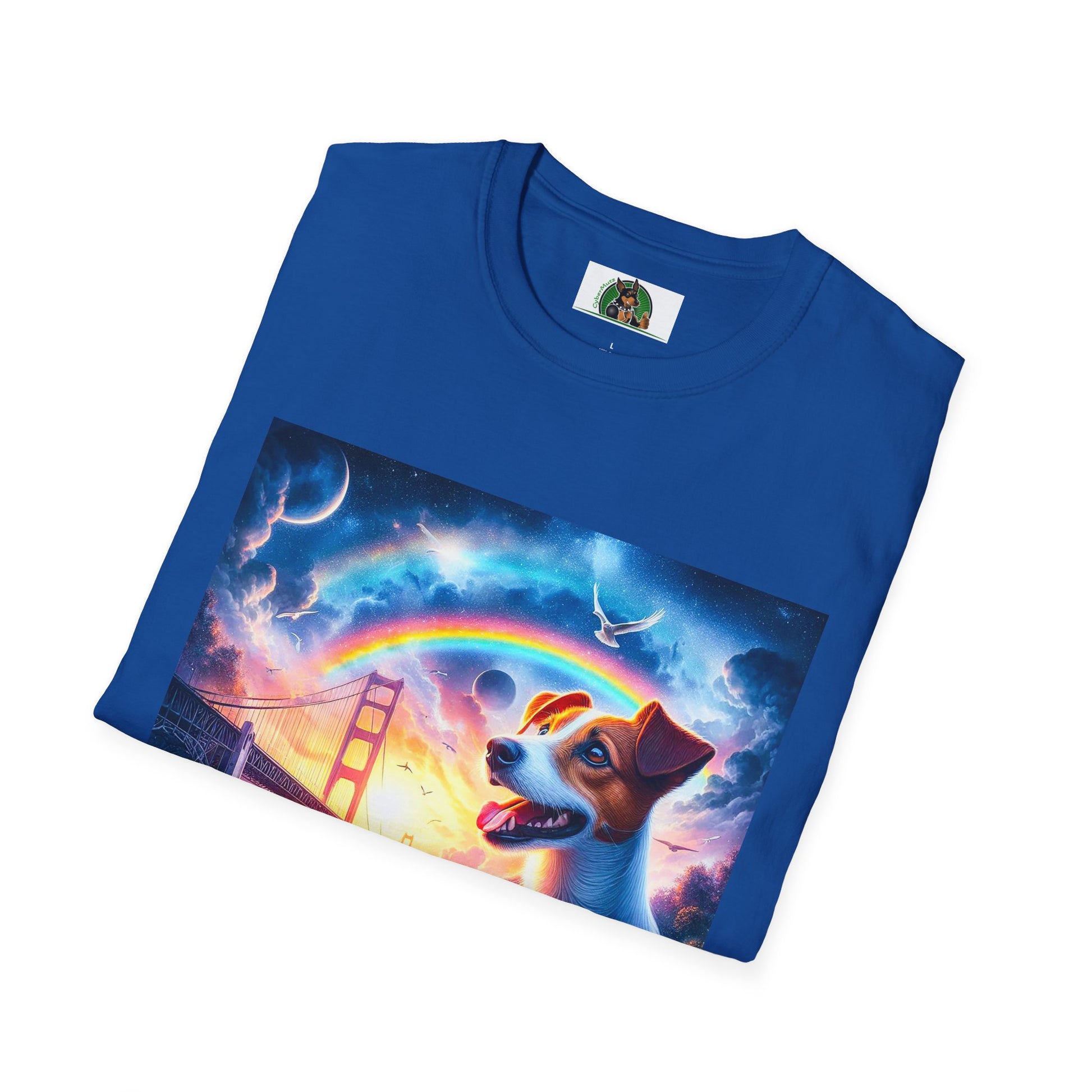 Jack Russell Moon And Dove Rainbow Bridge T-Shirt Printify