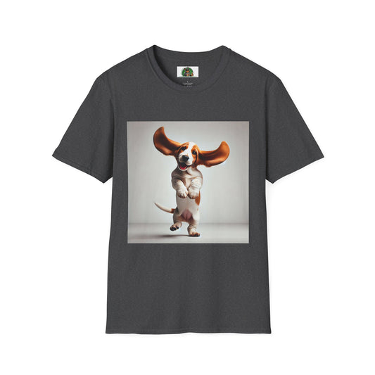 Bassett Hound T-Shirt - Dancing Dog Design T-Shirt Printify XS Dark Heather
