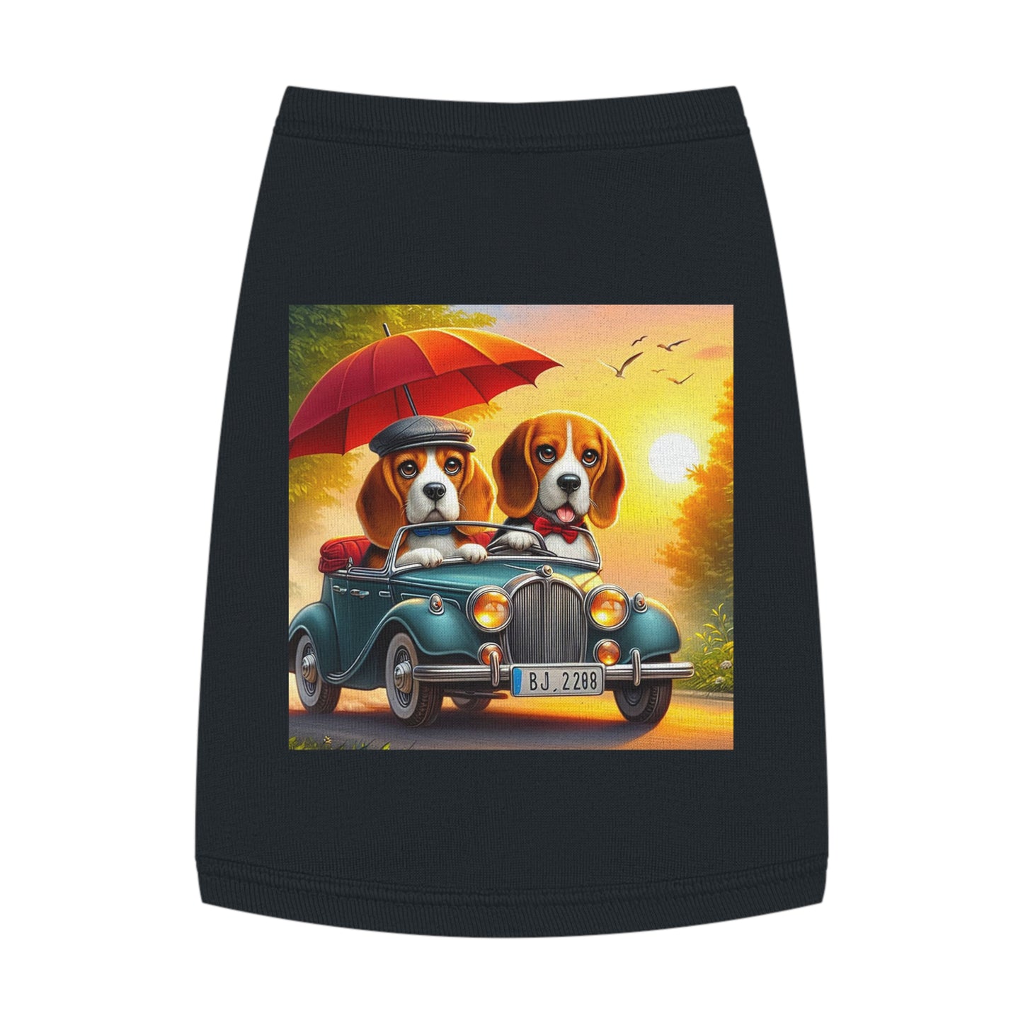 Pet Tank Top Wacky Beagle Dog Couple Sunday Driving Pets Printify   