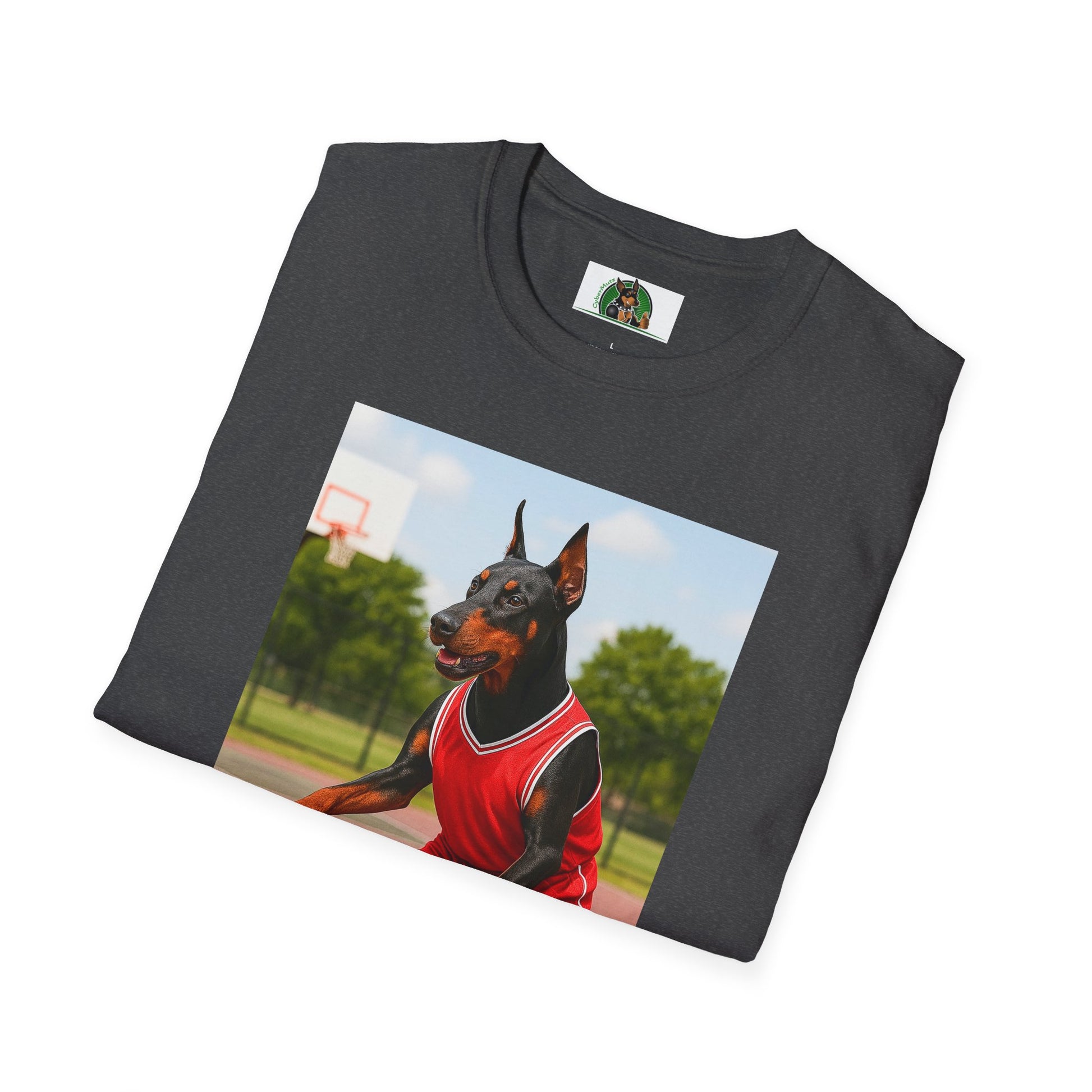 Basketball Doberman Sports T-Shirt T-Shirt Printify