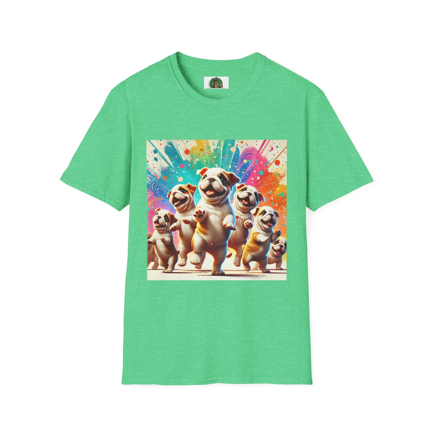 Bulldog Dancing T-Shirt T-Shirt Printify S Heather Irish Green