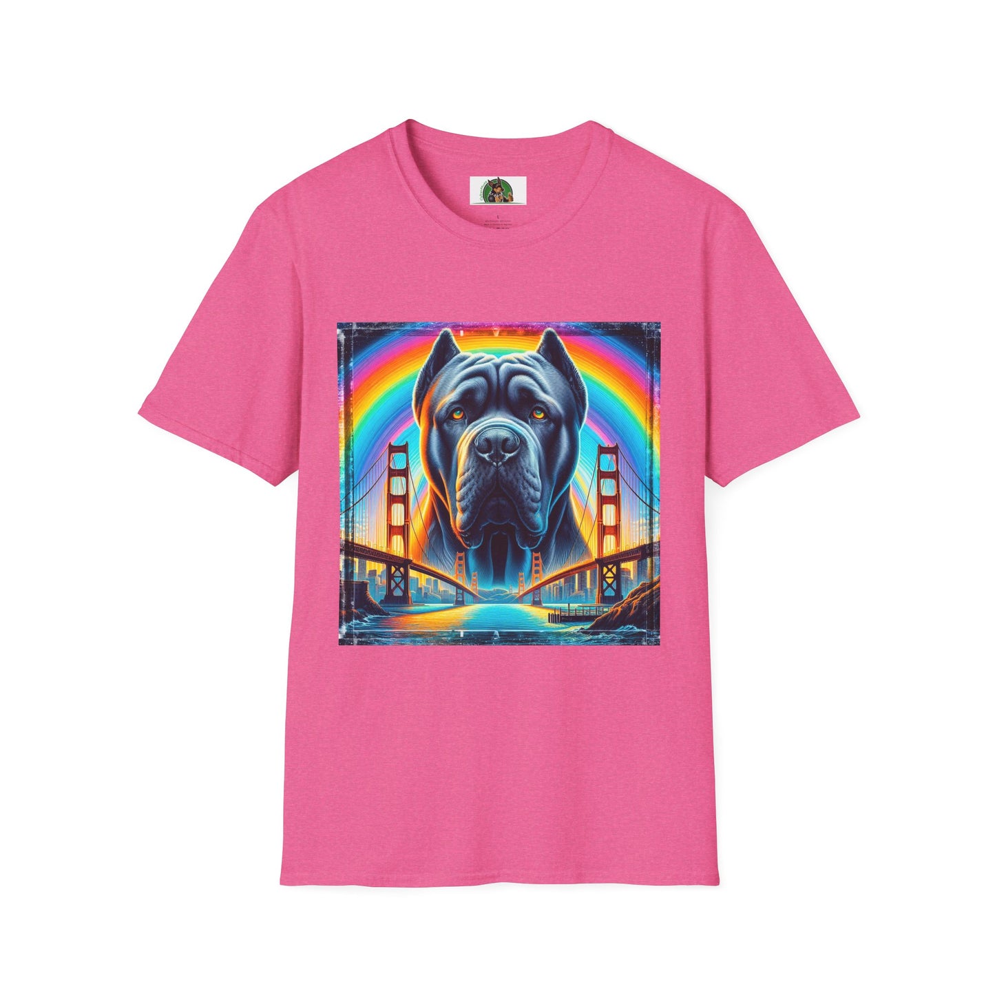 Cane Corso Double Rainbow Bridge TShirt T-Shirt Printify S Heather Heliconia