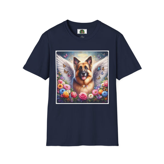 German Shepherd Dog "Rainbow Bridge" Unisex Softstyle T-Shirt T-Shirt Printify S Navy 