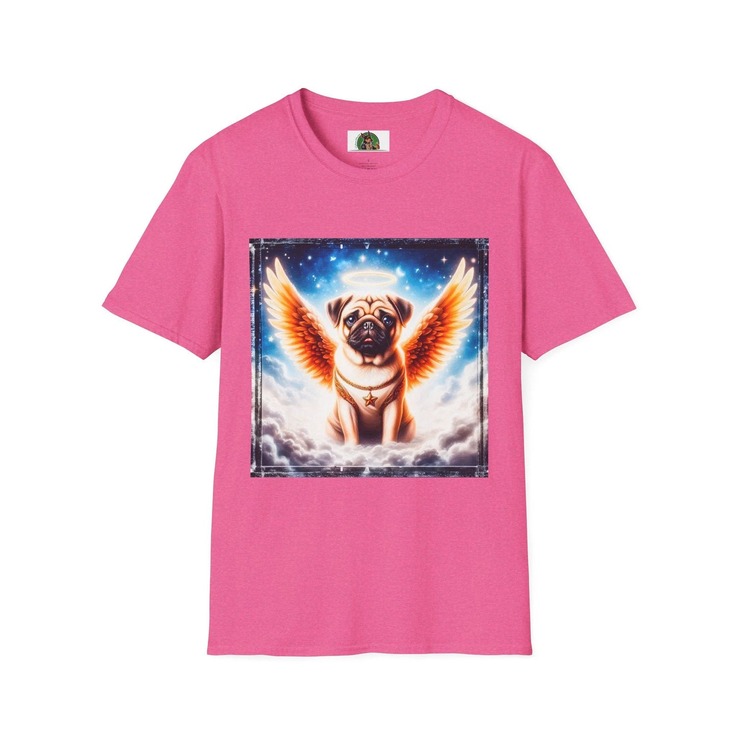 Pug Angel T-Shirt T-Shirt Printify S Heather Heliconia