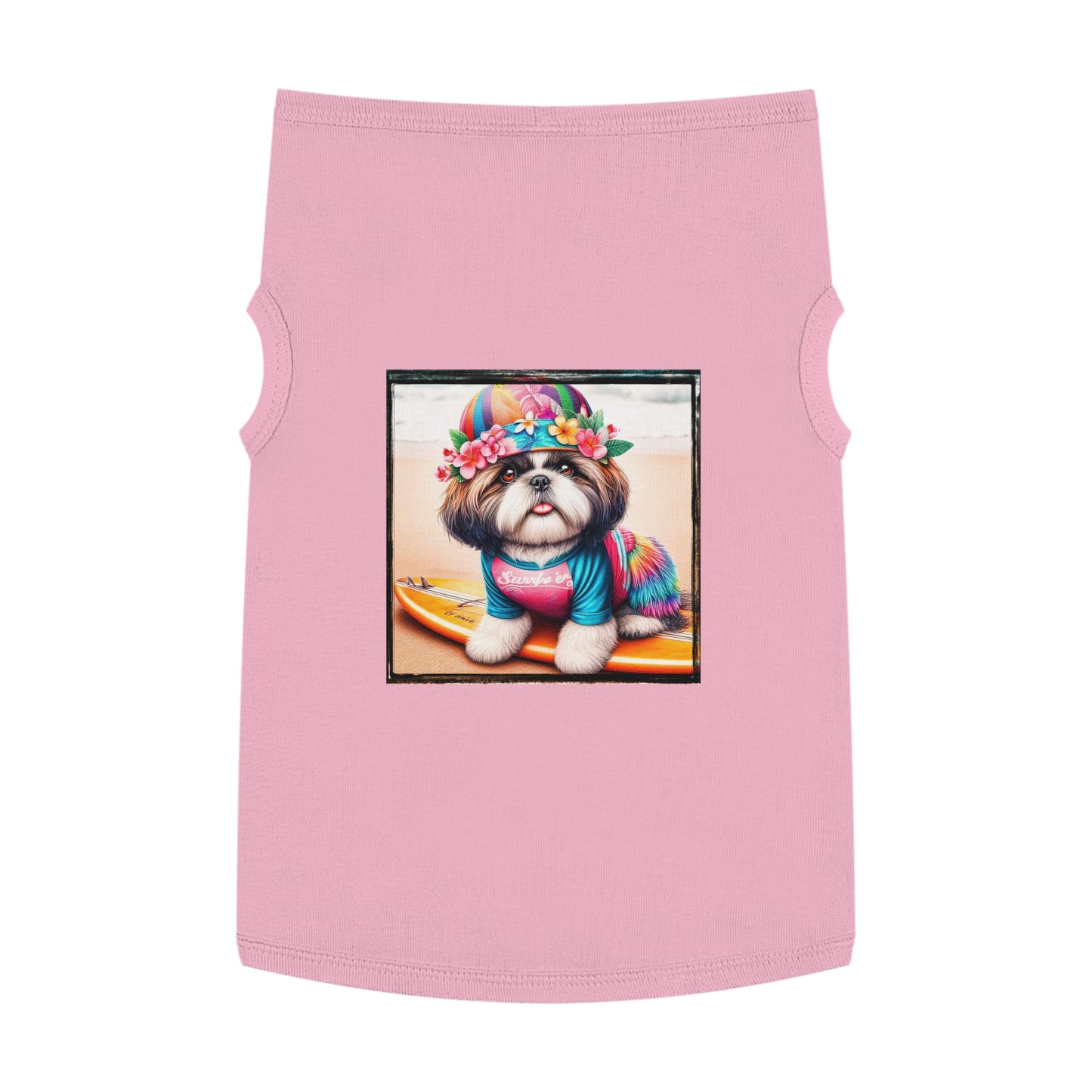 Pet Tank Top Shih Tzu surfer puppy Pets Printify XL Pink