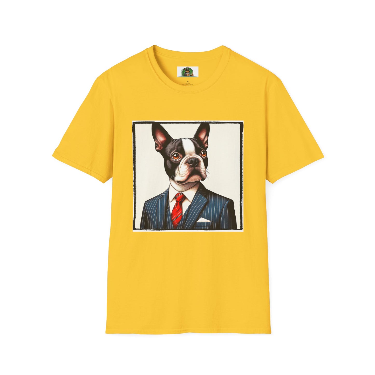 Boston Terrier Dog In Suit T-Shirt Printify S Daisy 