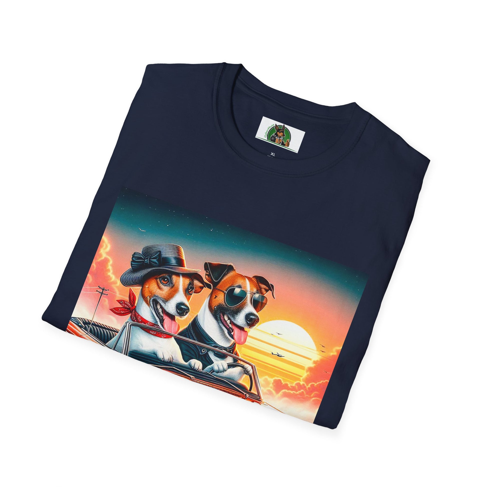 Wacky Jack Russell Couple In Car T-Shirt Printify