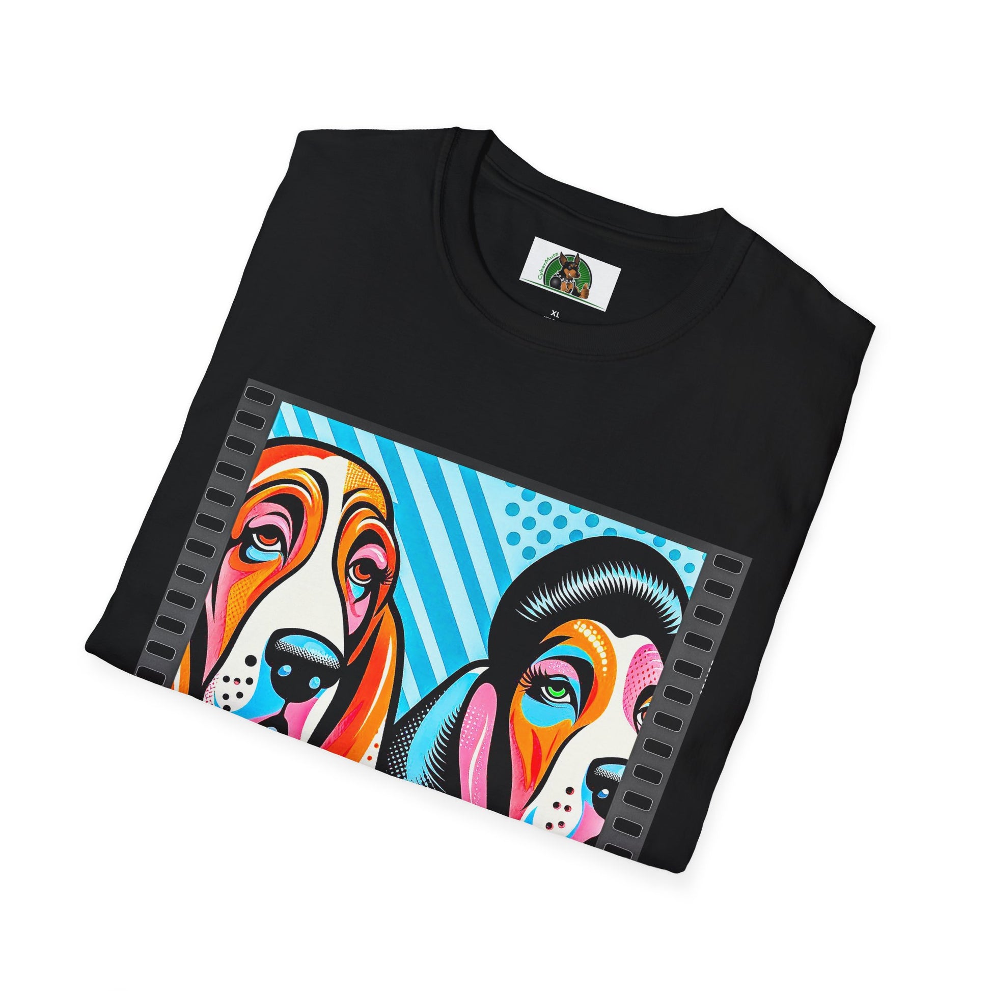 Basset Hound Colorful Couple Pop Art Pic T-Shirt Printify