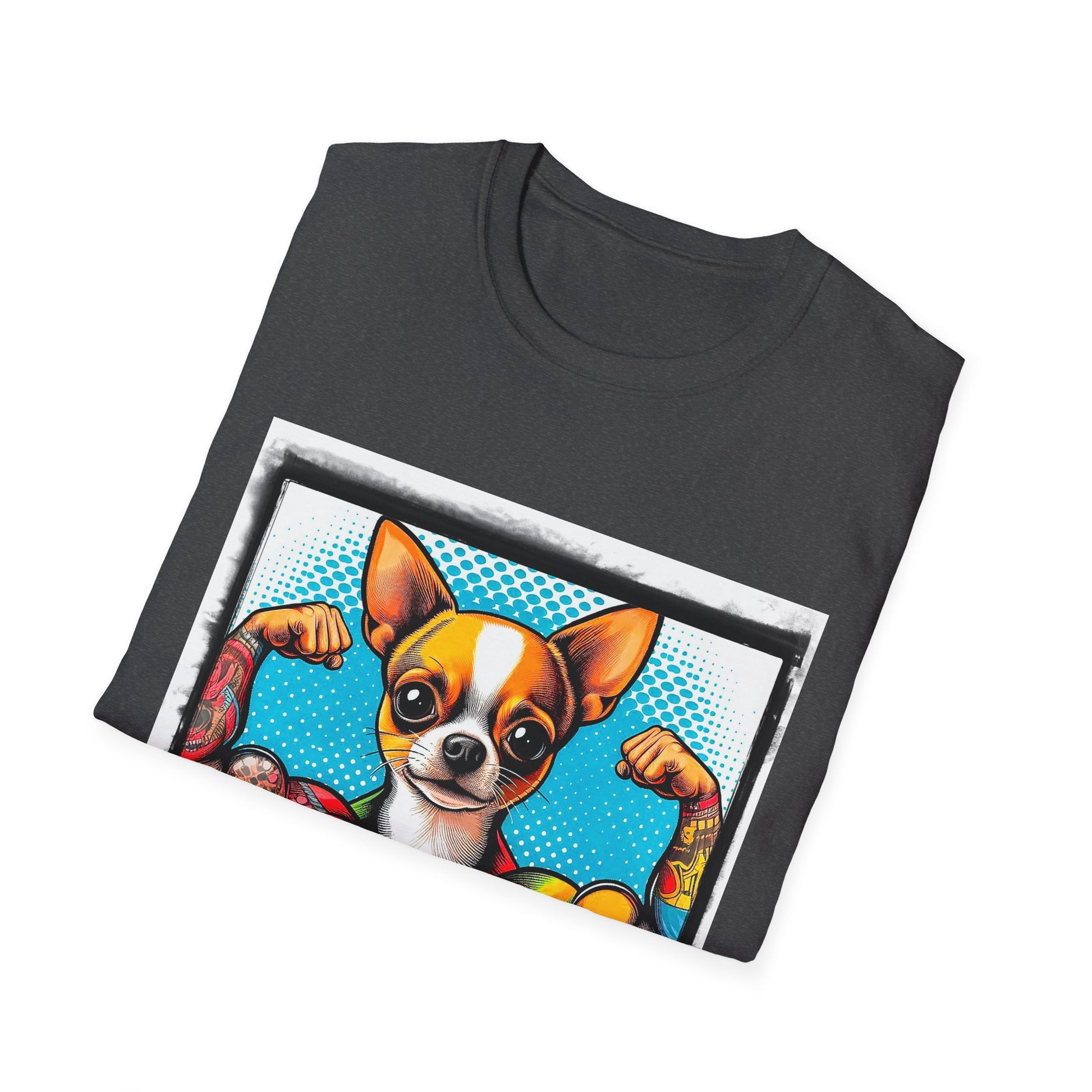 Chihuahua muscleman t shirt T-Shirt Printify