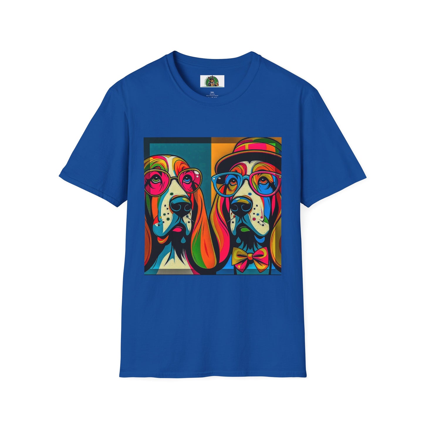 Basset Hound Couple Pop Art Pic T-Shirt Printify XS Royal 