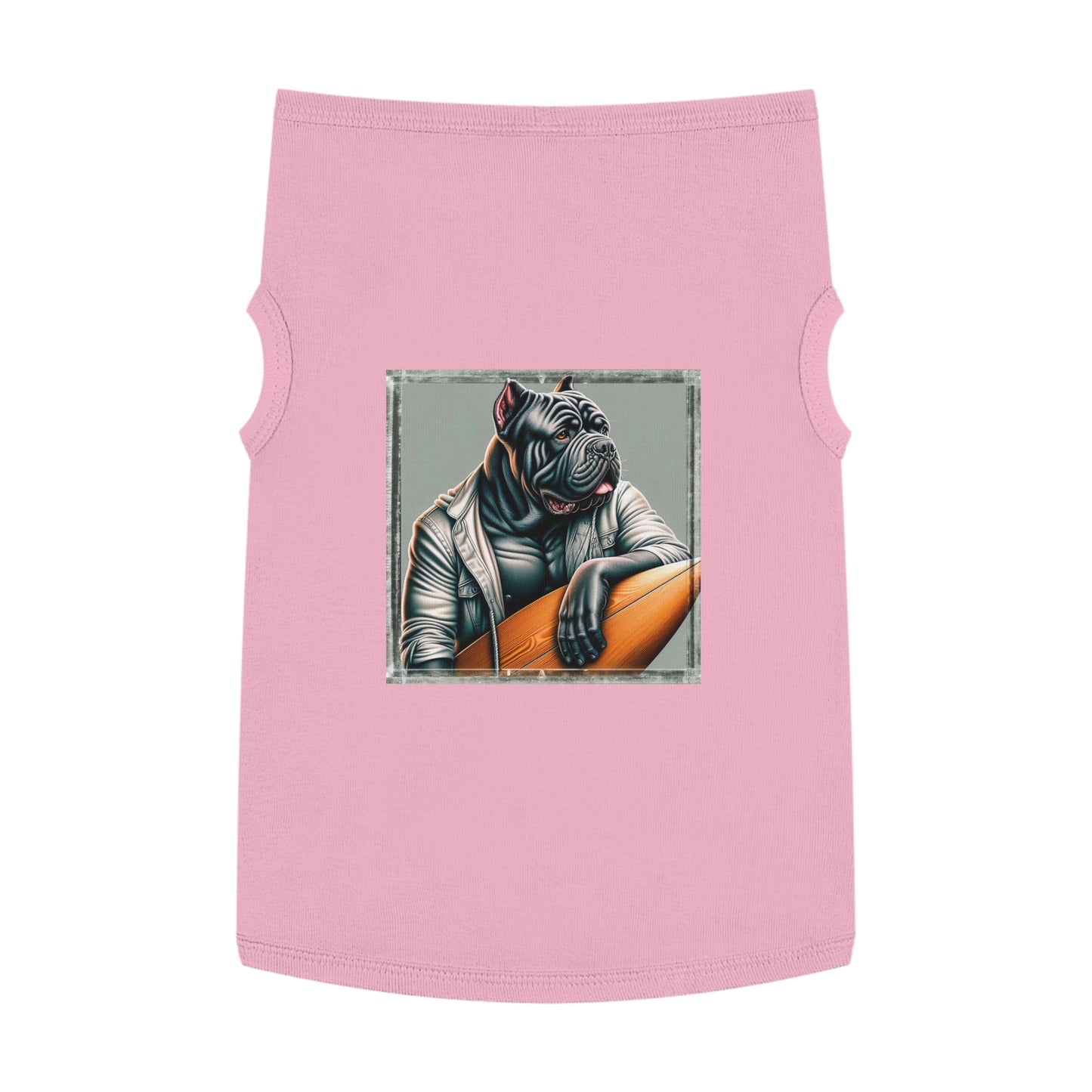 Pet Tank Top Cane Corso In Leather Jacket Surfer Pets Printify XL Pink 