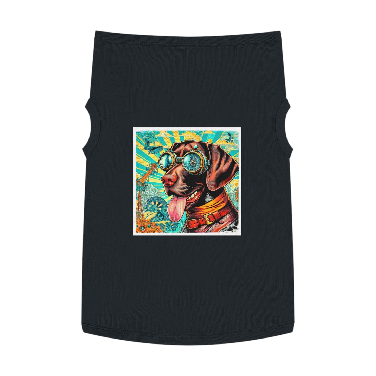 German Shorthaired Pointer blue and yellow striped steampunk Pets Printify XL Black