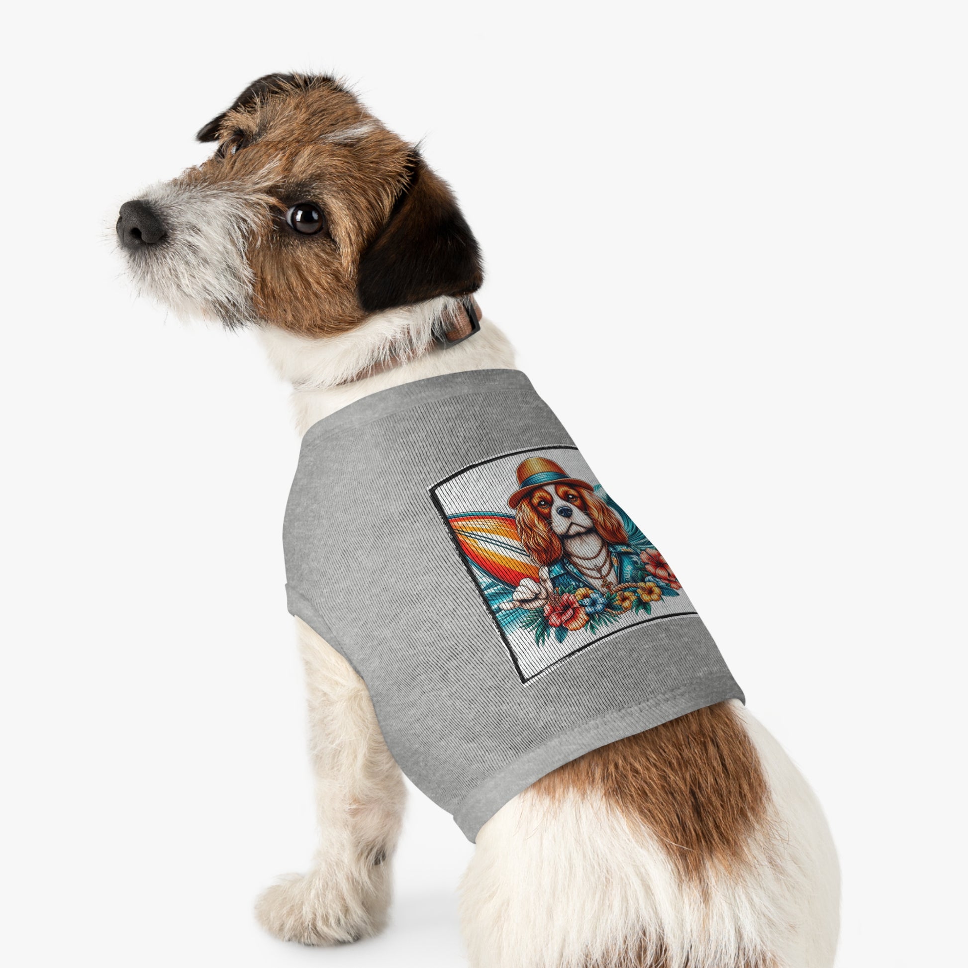 Pet Tank Top Cavalier King Charles Spaniel Hawaiian Surfer T Shirt Pets Printify