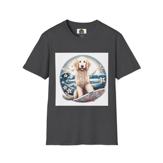 Golden Doodle flowery waves t shirt T-Shirt Printify XS Dark Heather