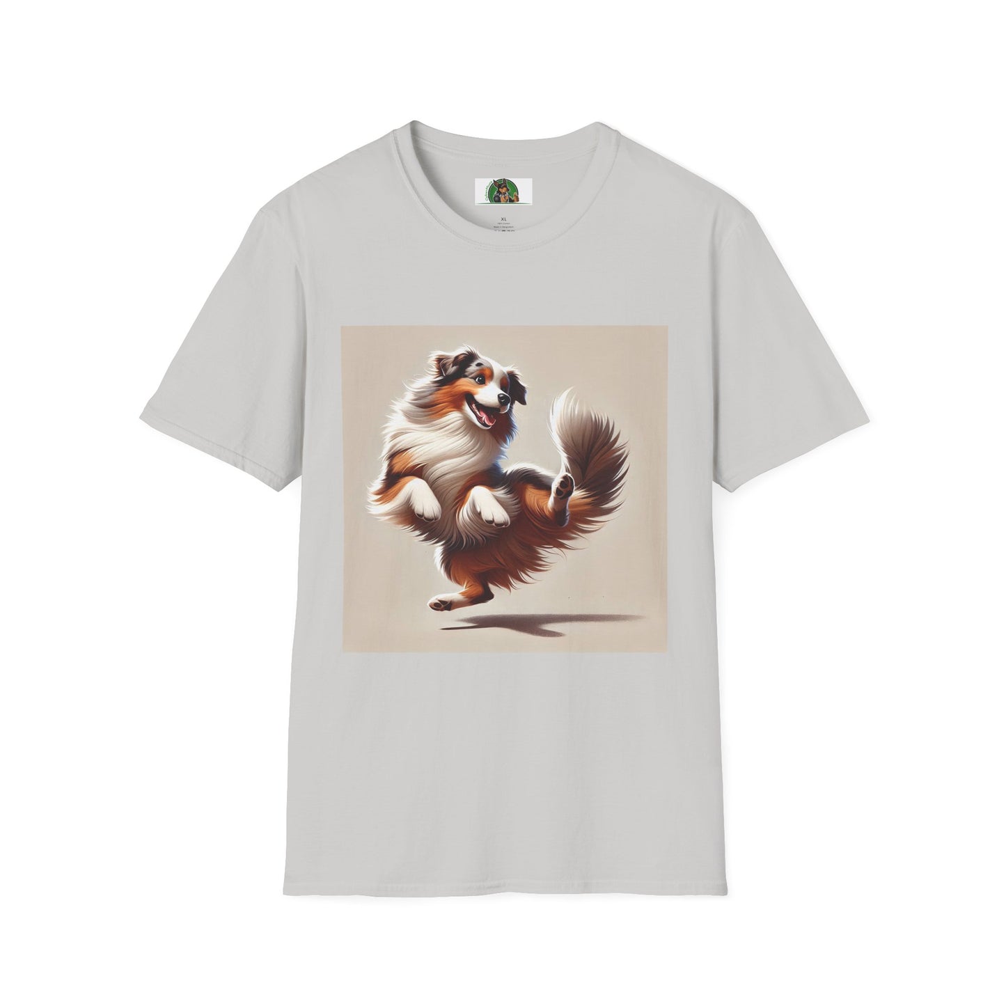 Dog Lover T-Shirt - Dancing Dog Australian Shepherd T-Shirt Printify S Ice Grey