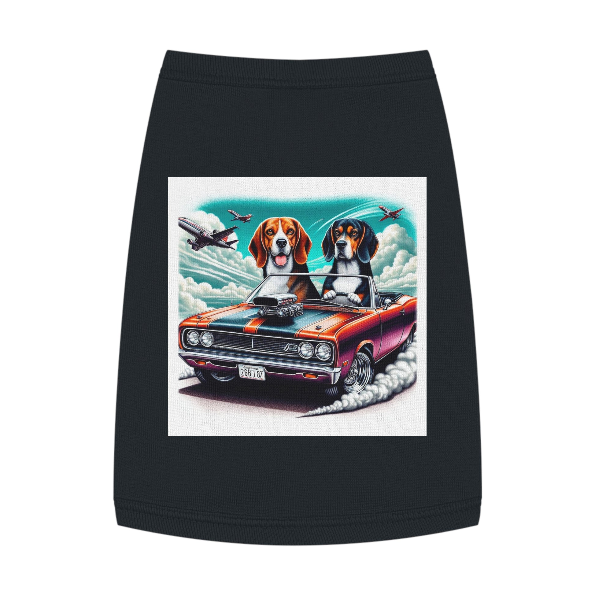 Pet Tank Top Wacky Beagle Dogs In Race Car Pets Printify M Black 