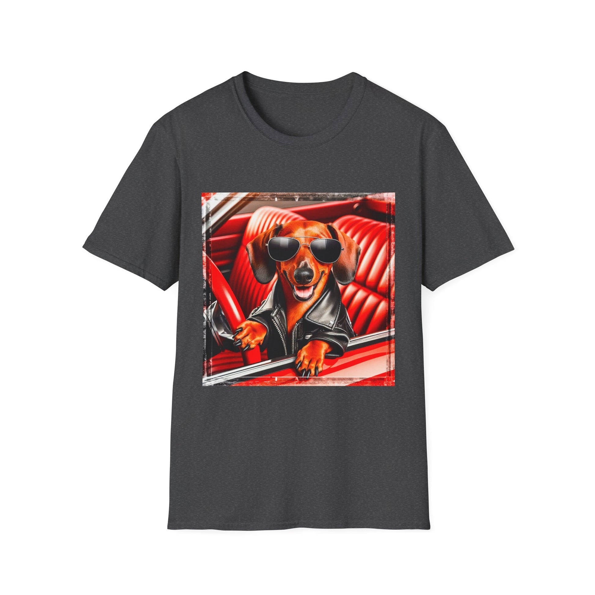 Wacky Dachshund grease lightning t shirt T-Shirt Printify XS Dark Heather