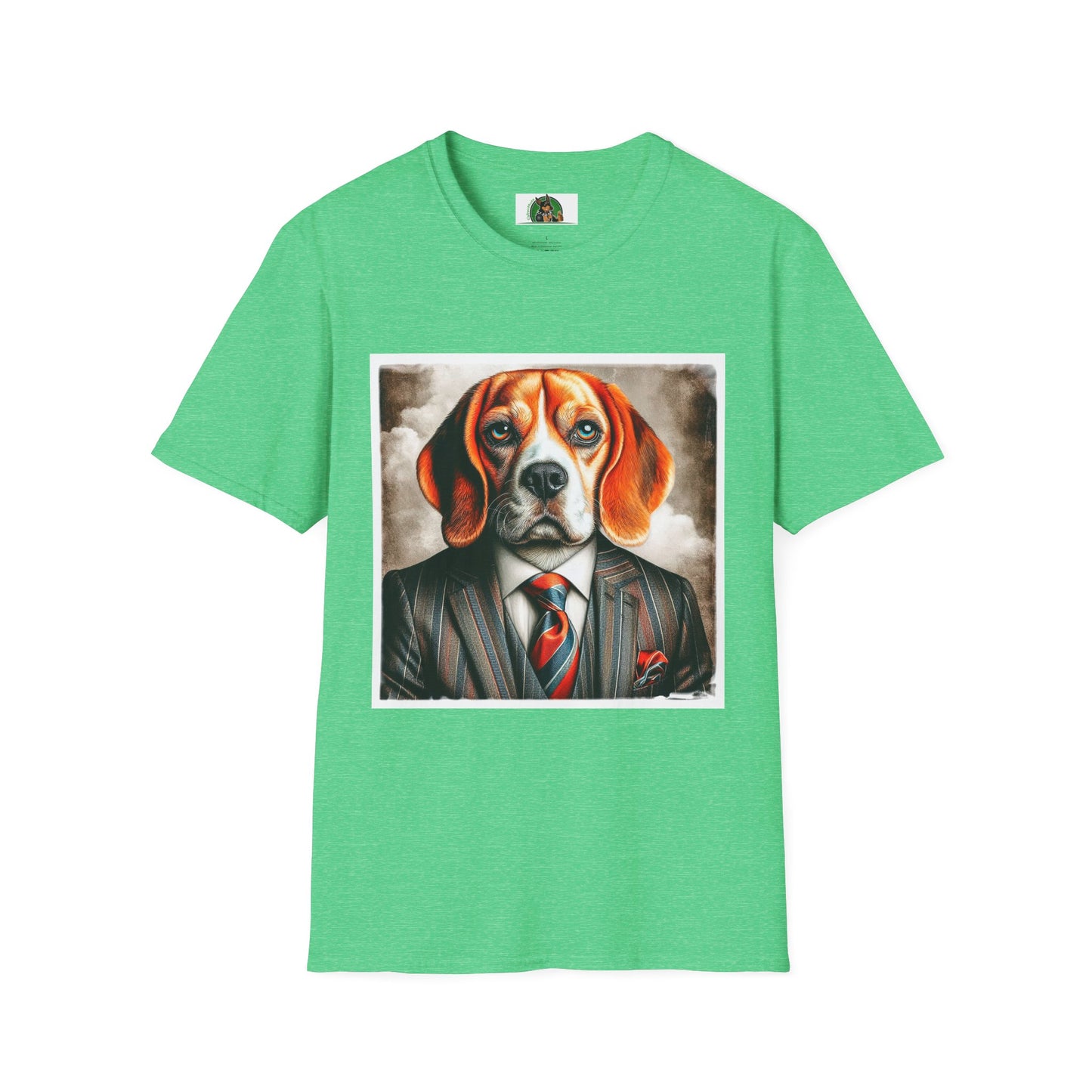 Beagle Wearing Power Suit T-Shirt Printify S Heather Irish Green 