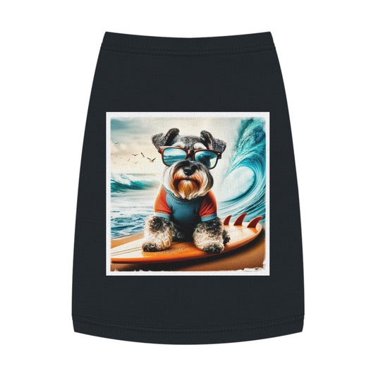 Miniature Schnauzer boy surfer Pets Printify M Black