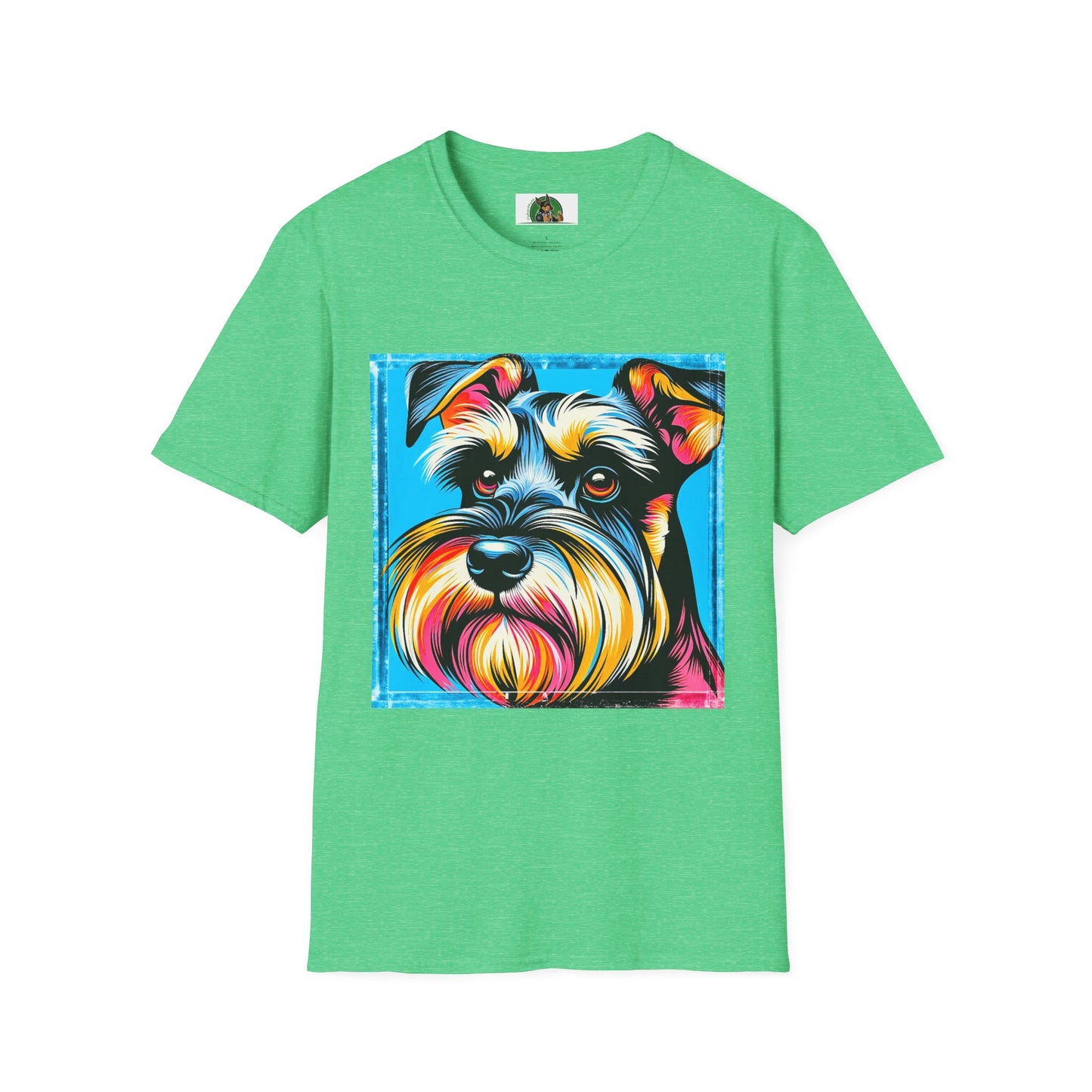 Schnauzer T-Shirt with Miniature Schnauzer Design T-Shirt Printify S Heather Irish Green 